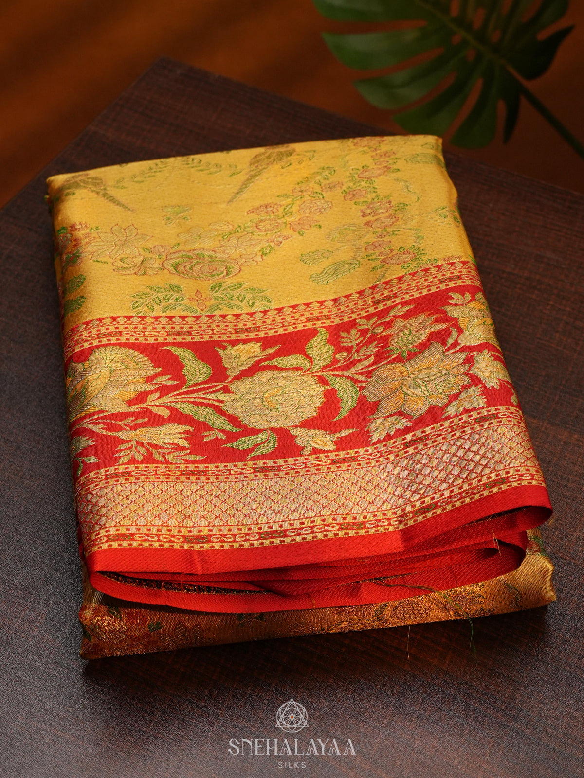 Golden Yellow Kanjivaram Silk Saree