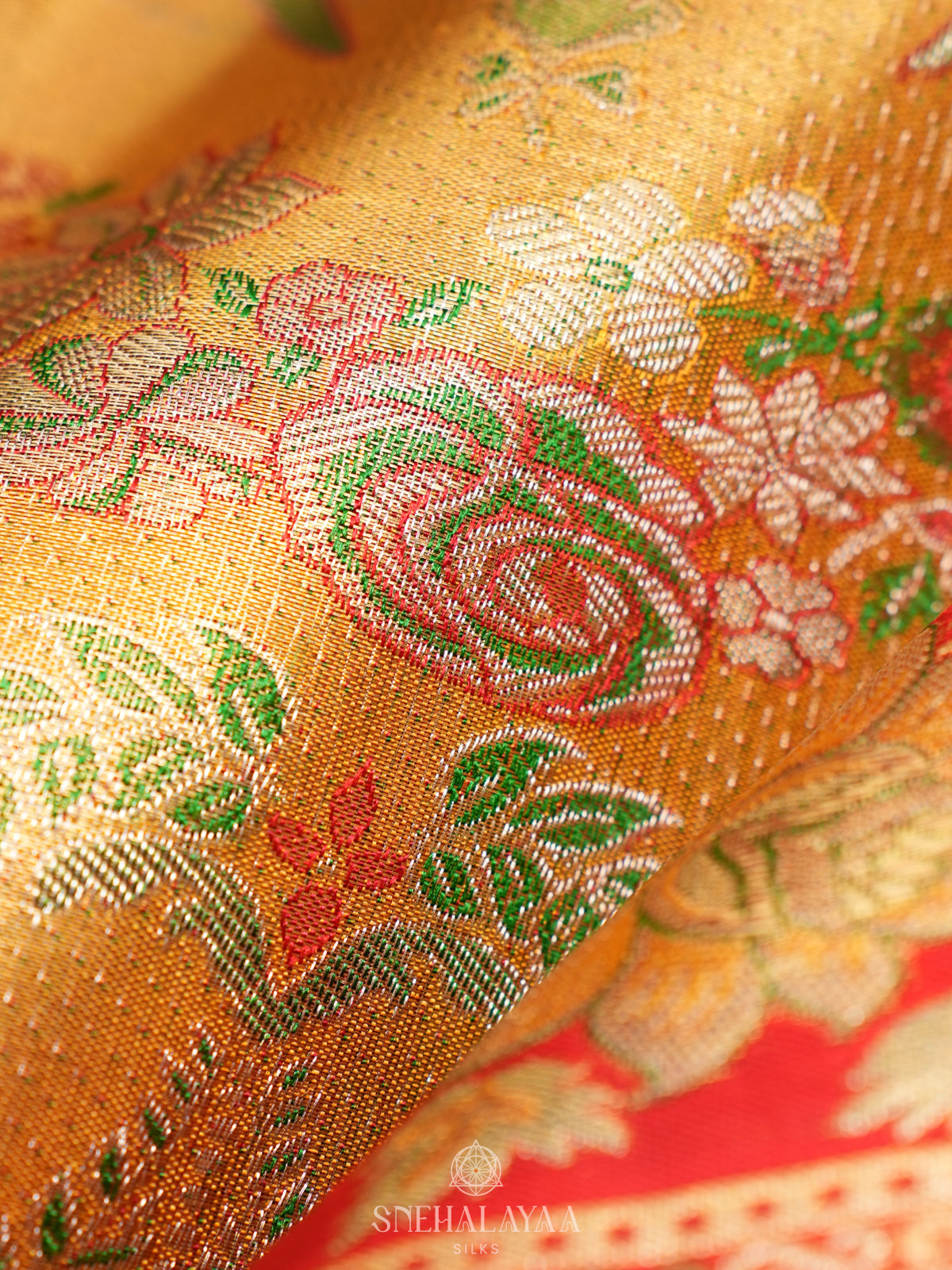 Golden Yellow Kanjivaram Silk Saree