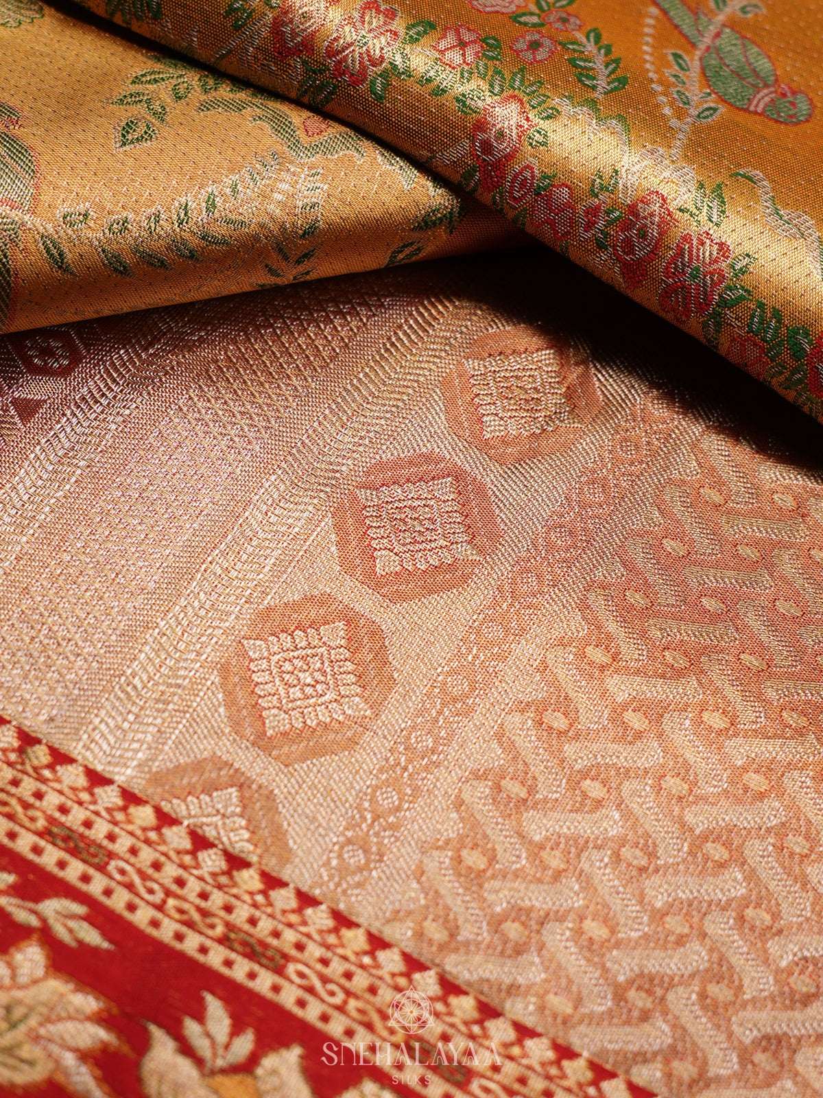 Golden Yellow Kanjivaram Silk Saree