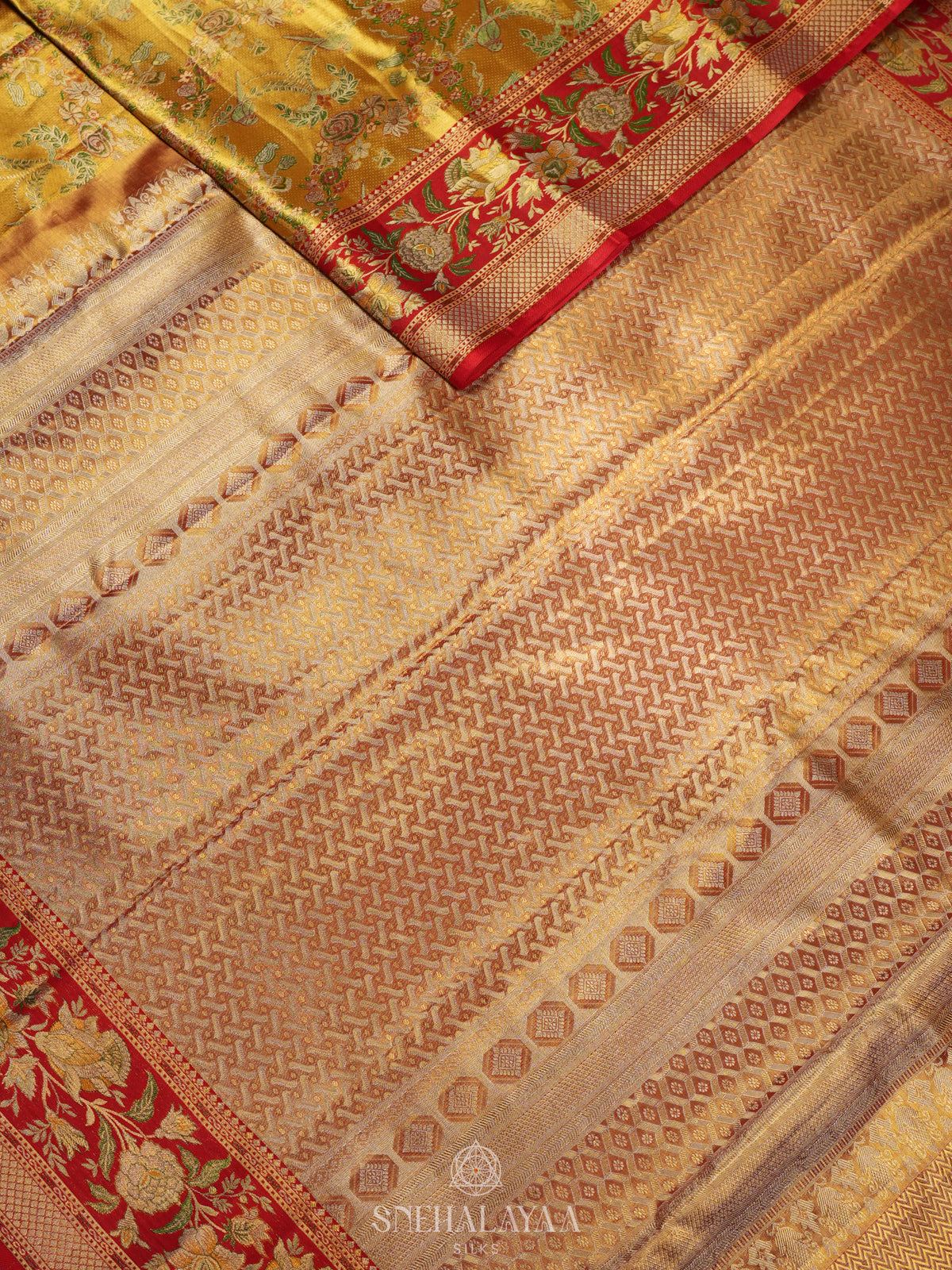Golden Yellow Kanjivaram Silk Saree