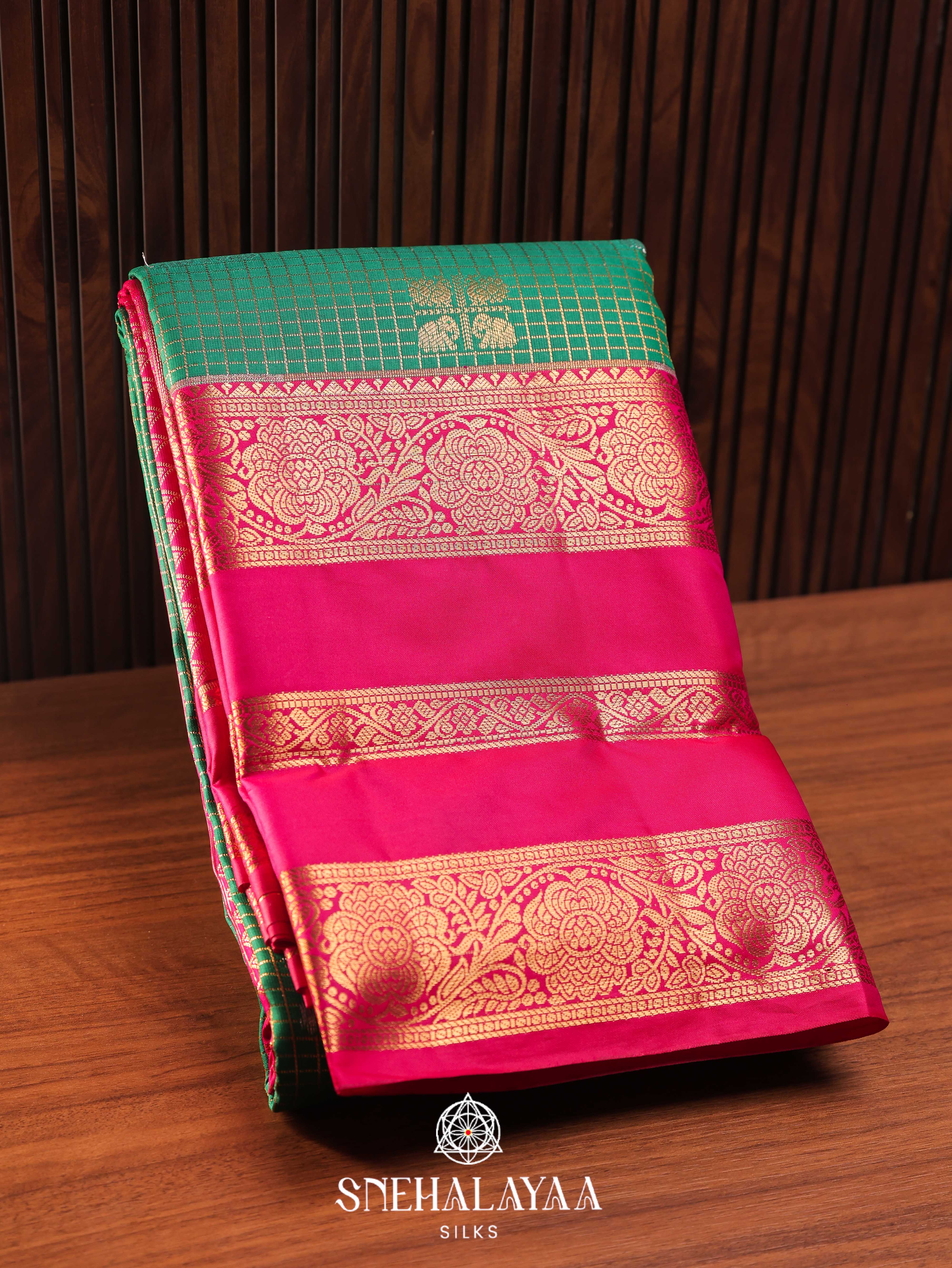 Emerald Green Art Silk Saree