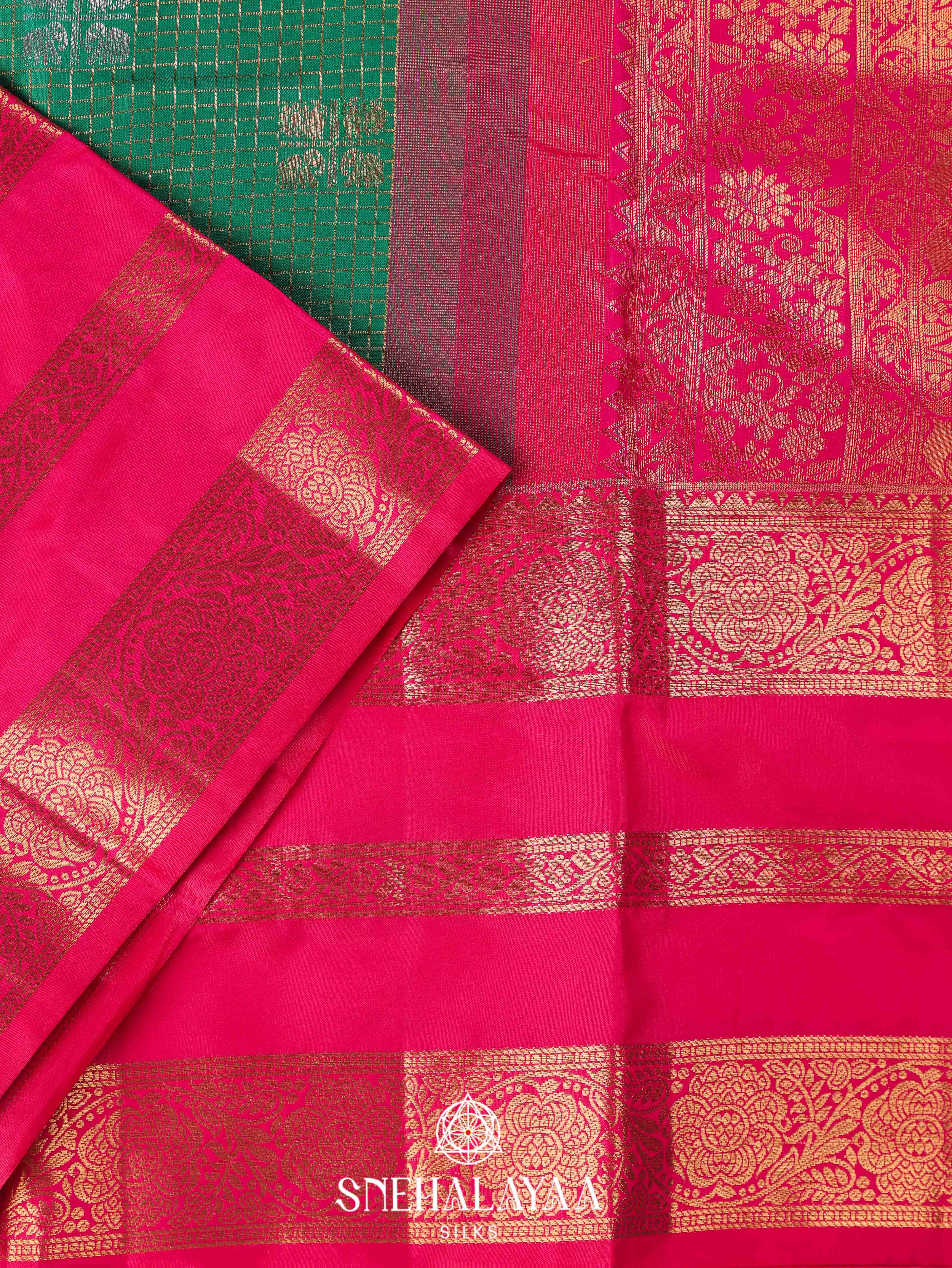 Emerald Green Art Silk Saree