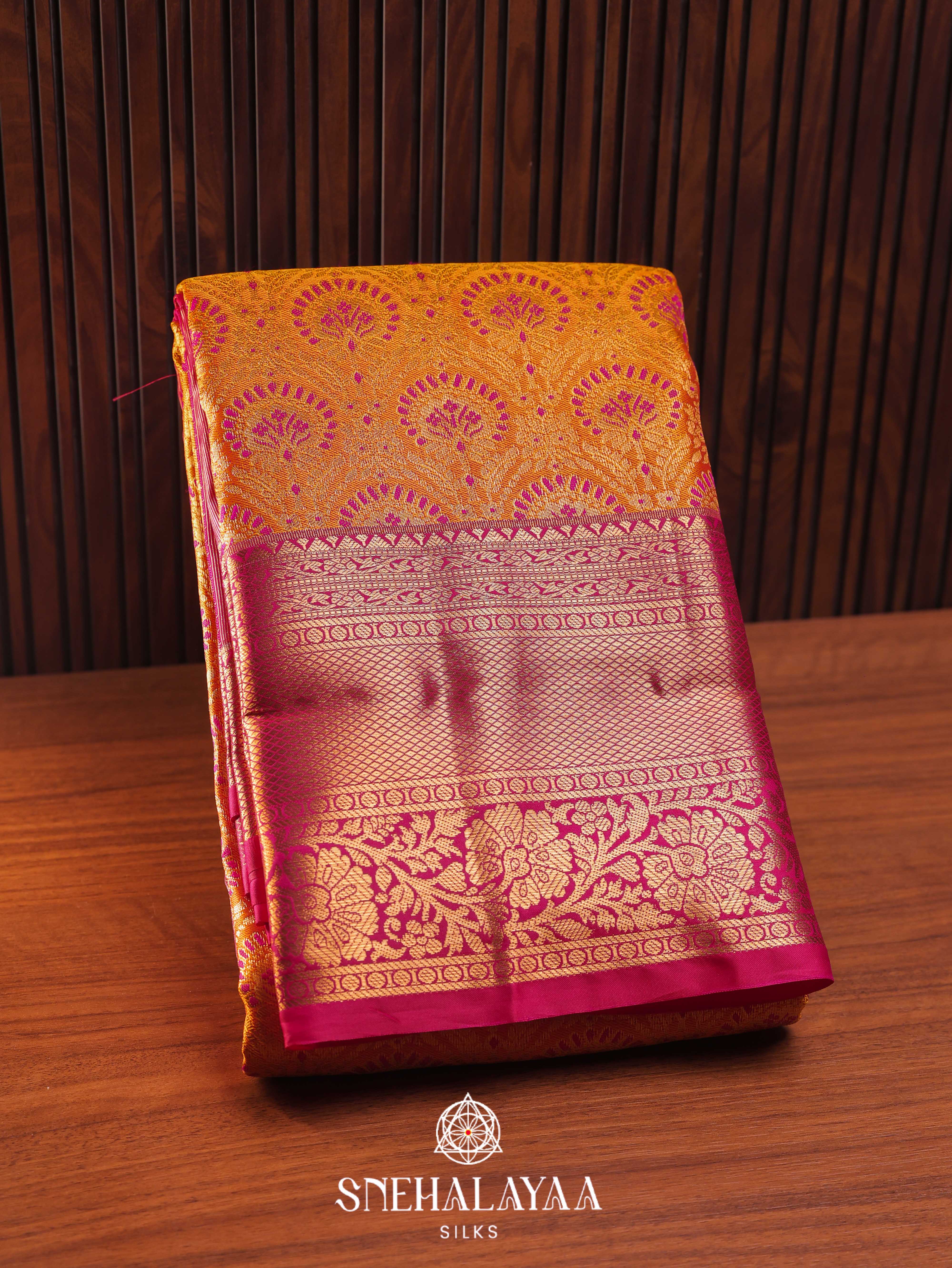 Orange Art Silk Saree