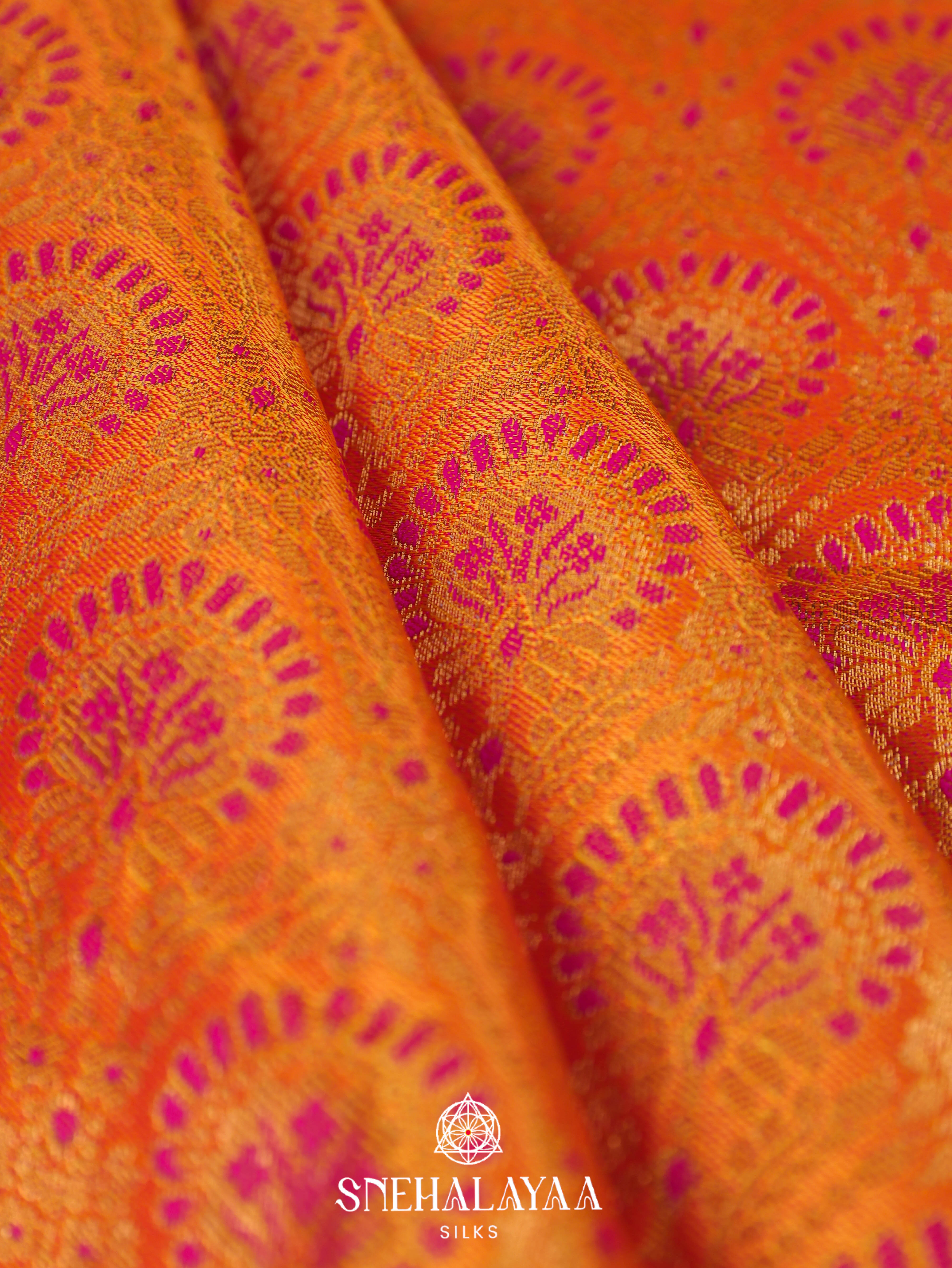 Orange Art Silk Saree