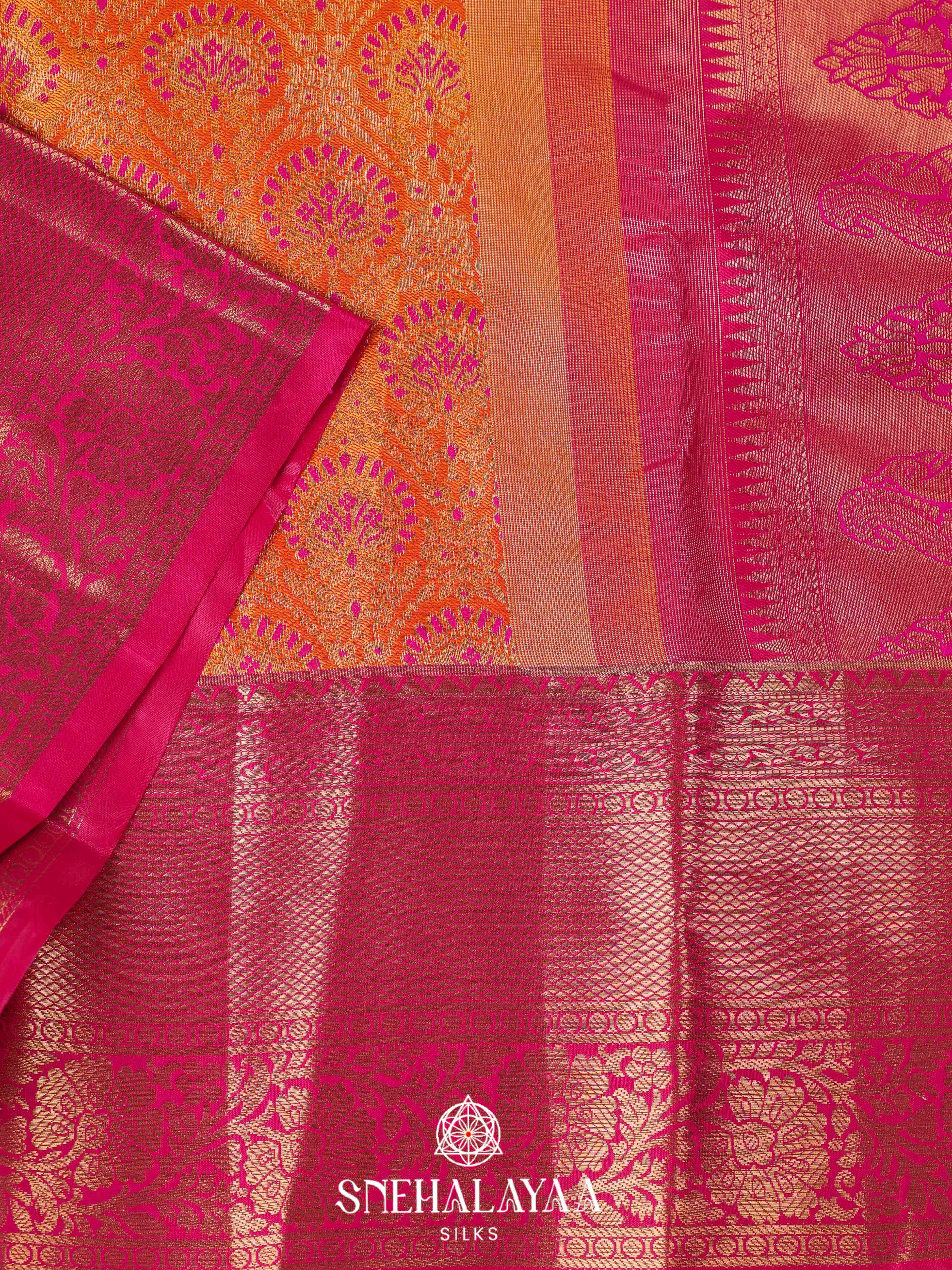 Orange Art Silk Saree