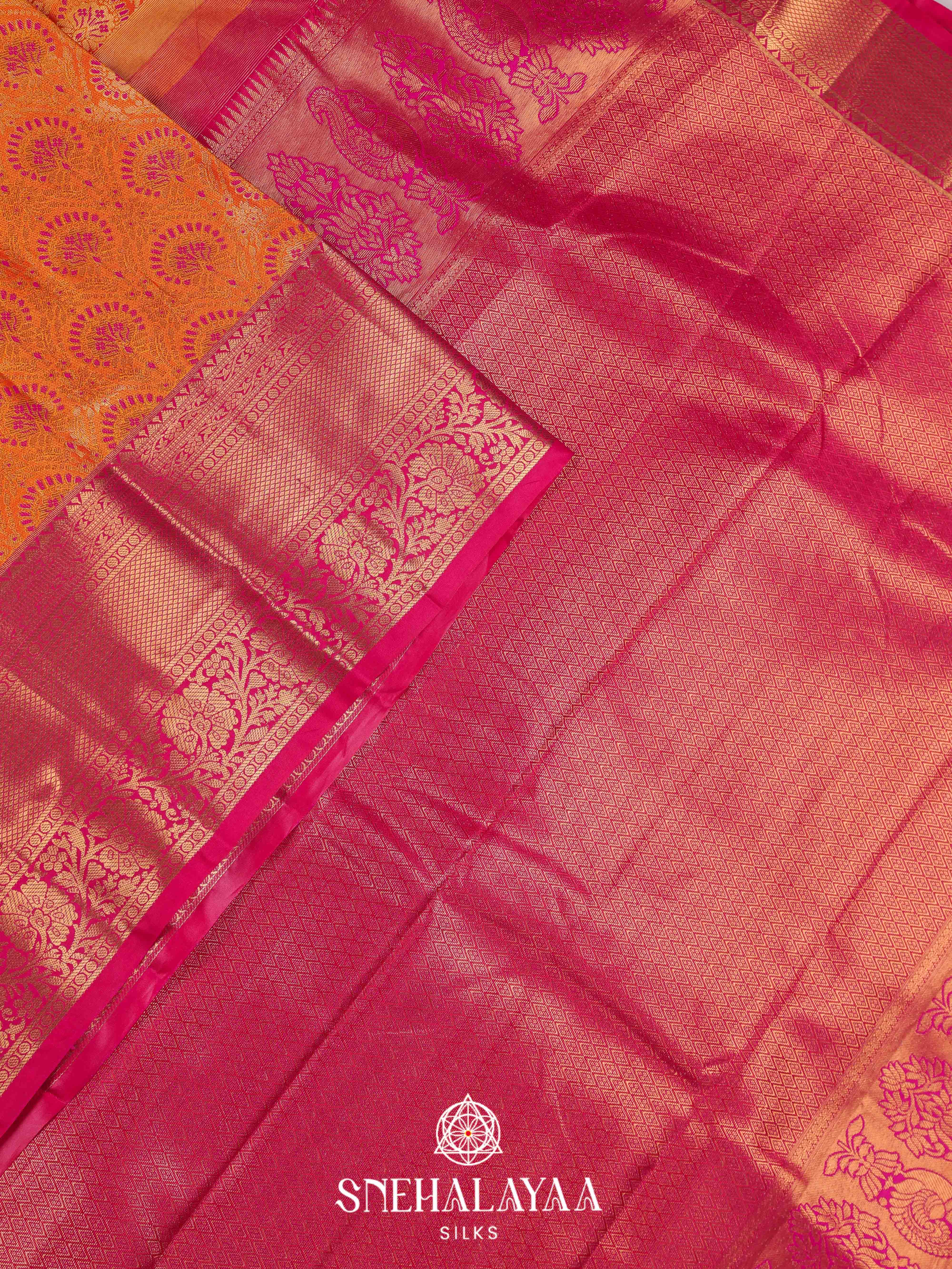 Orange Art Silk Saree