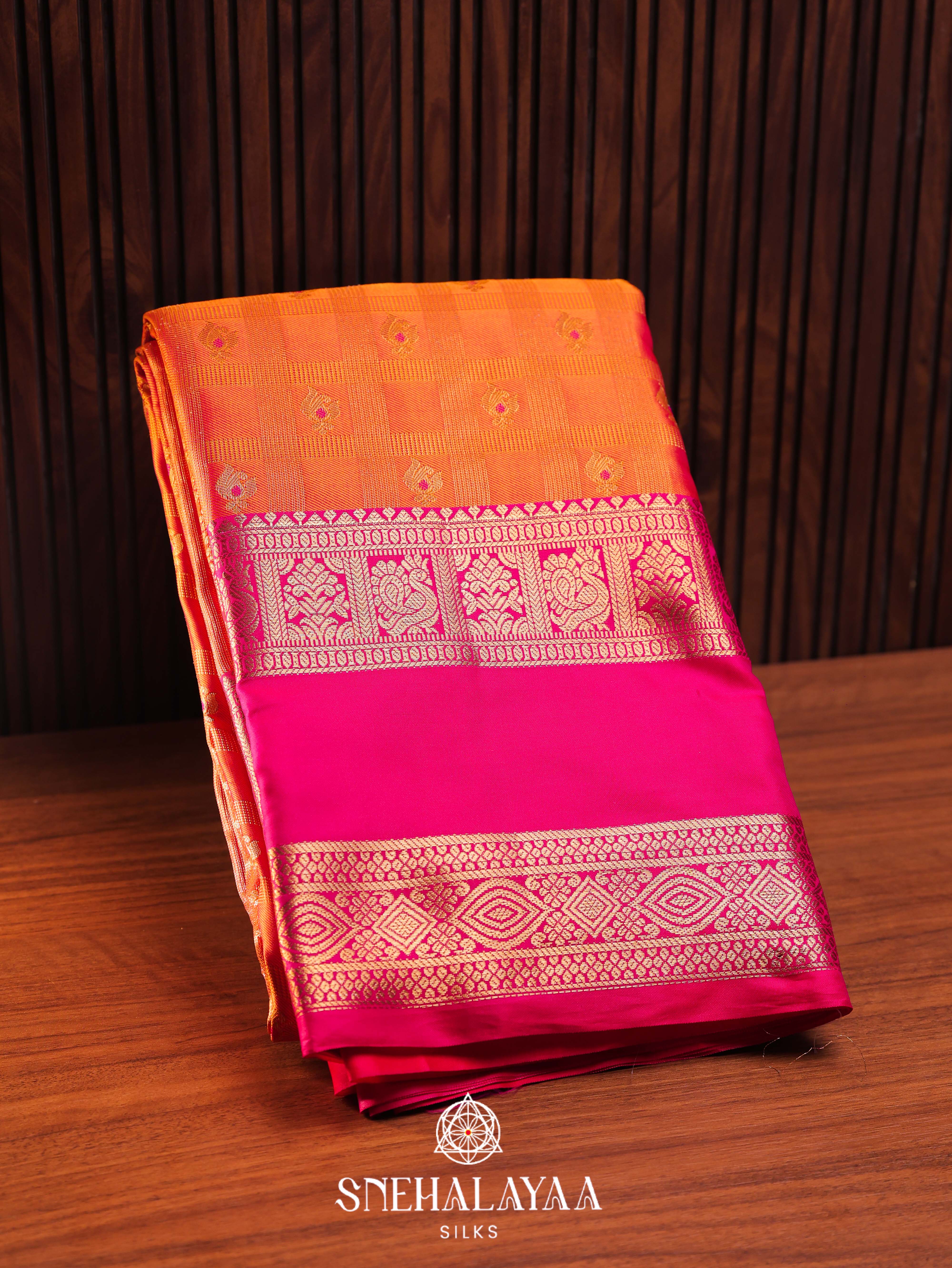 Orange Art Silk Saree