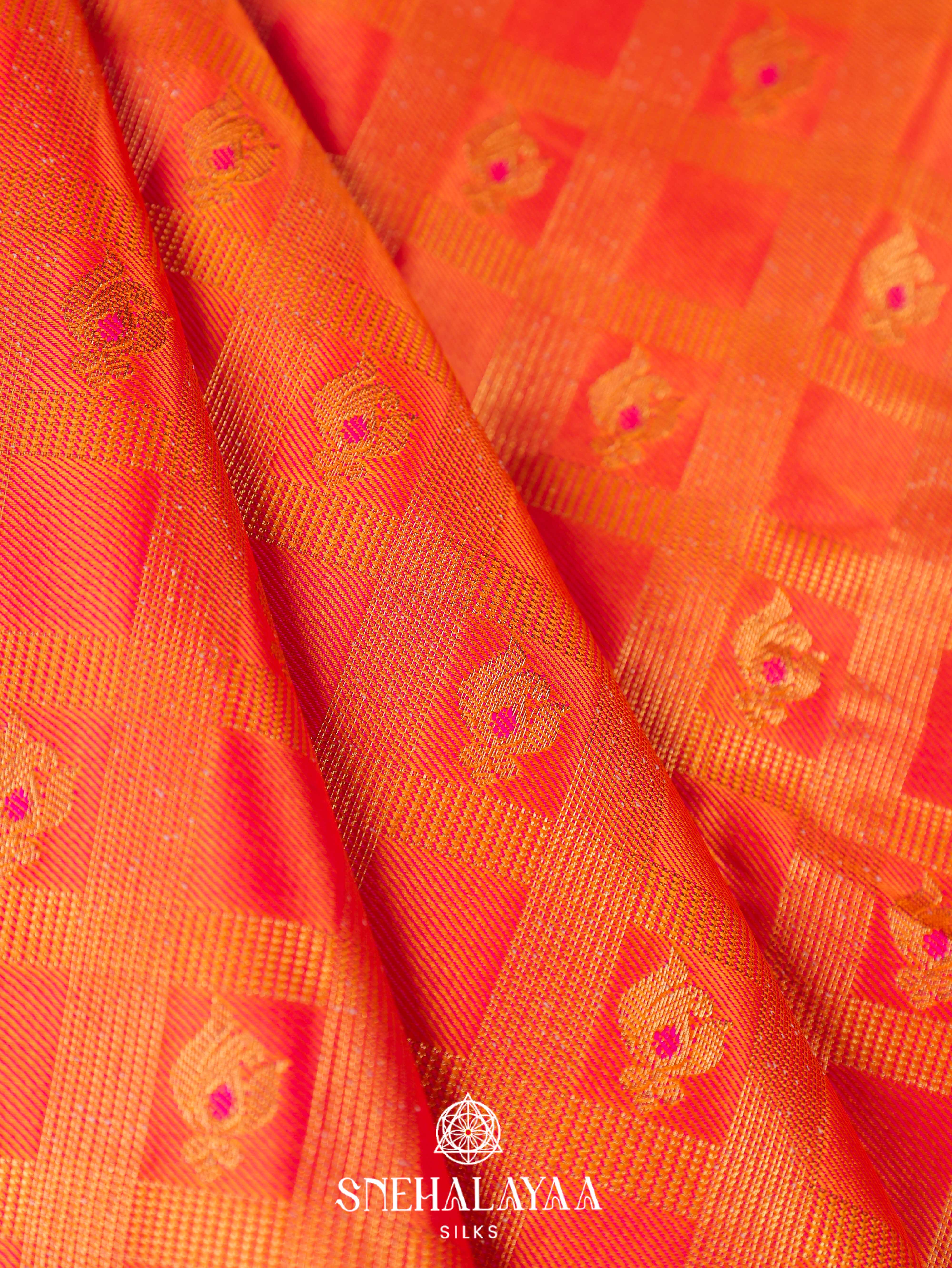 Orange Art Silk Saree