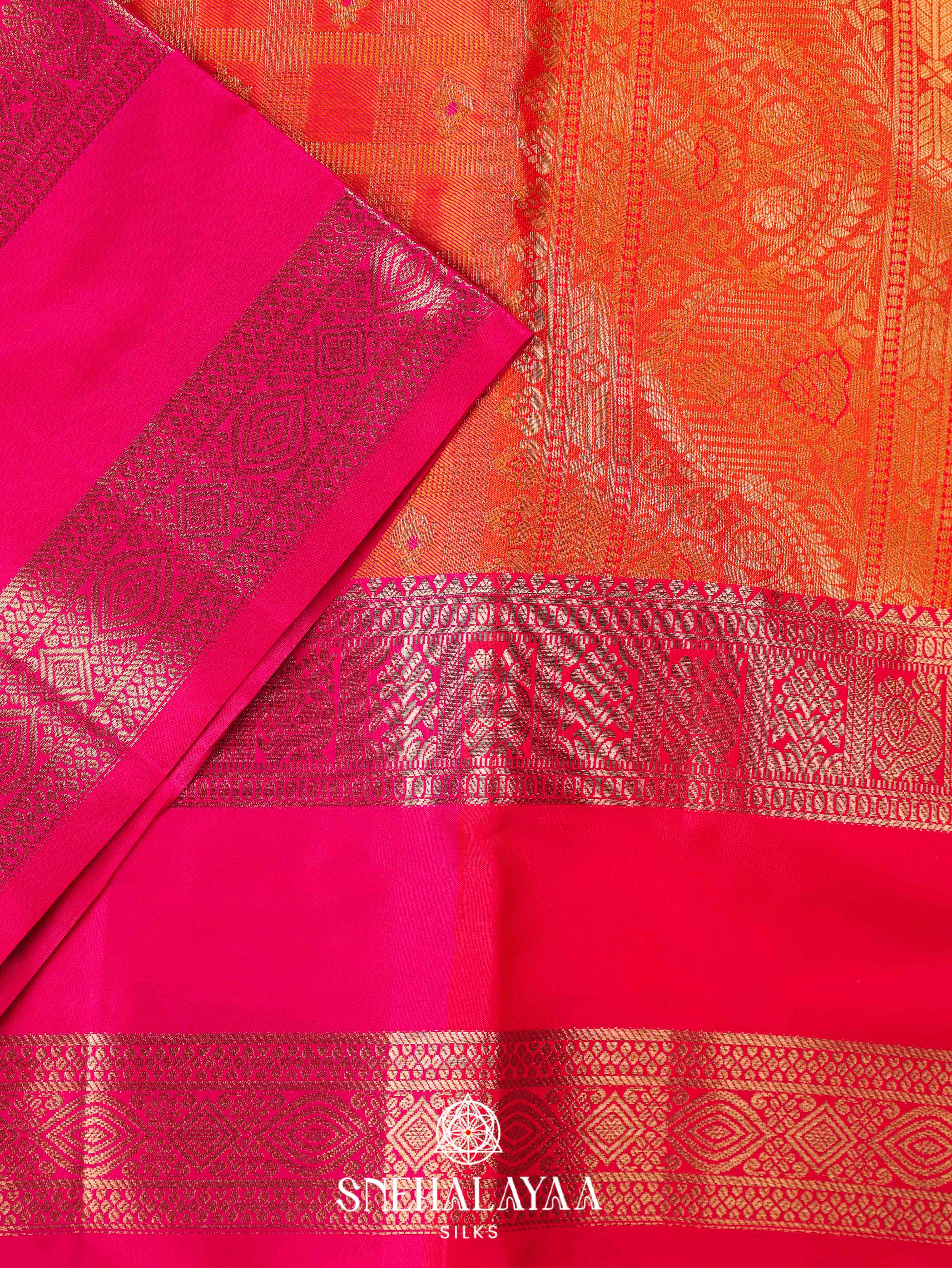 Orange Art Silk Saree