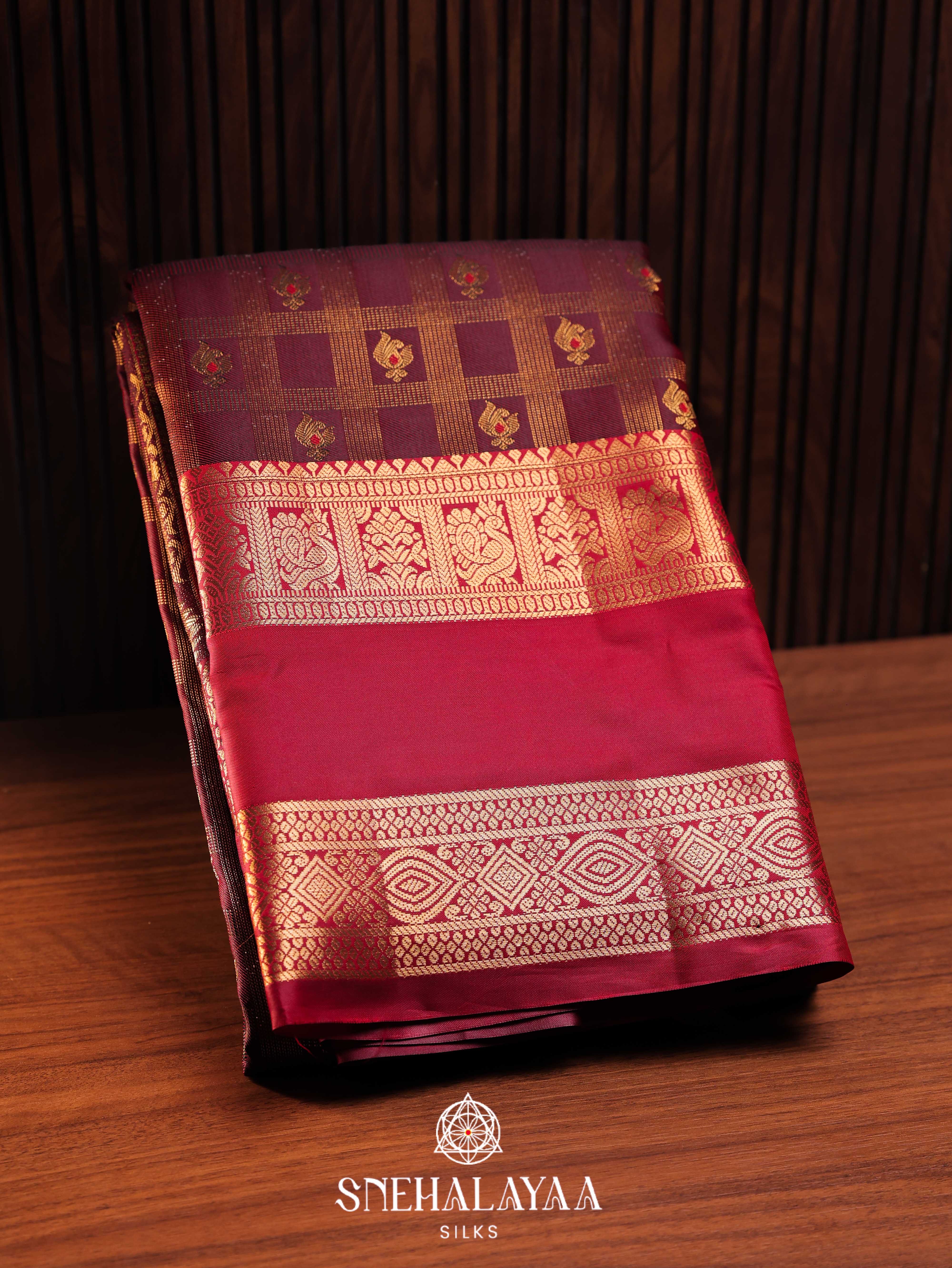 Maroon Art Silk Saree