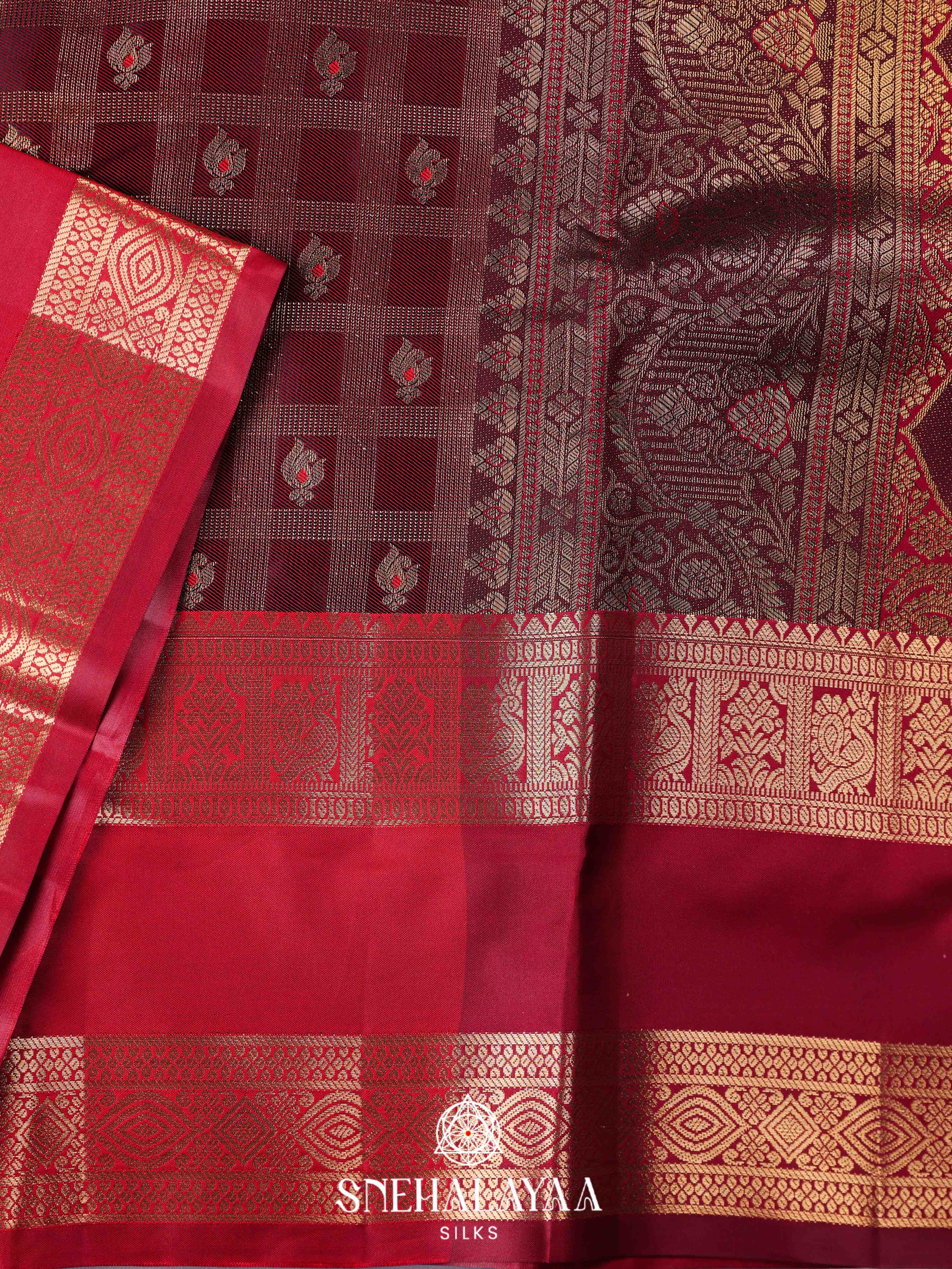 Maroon Art Silk Saree