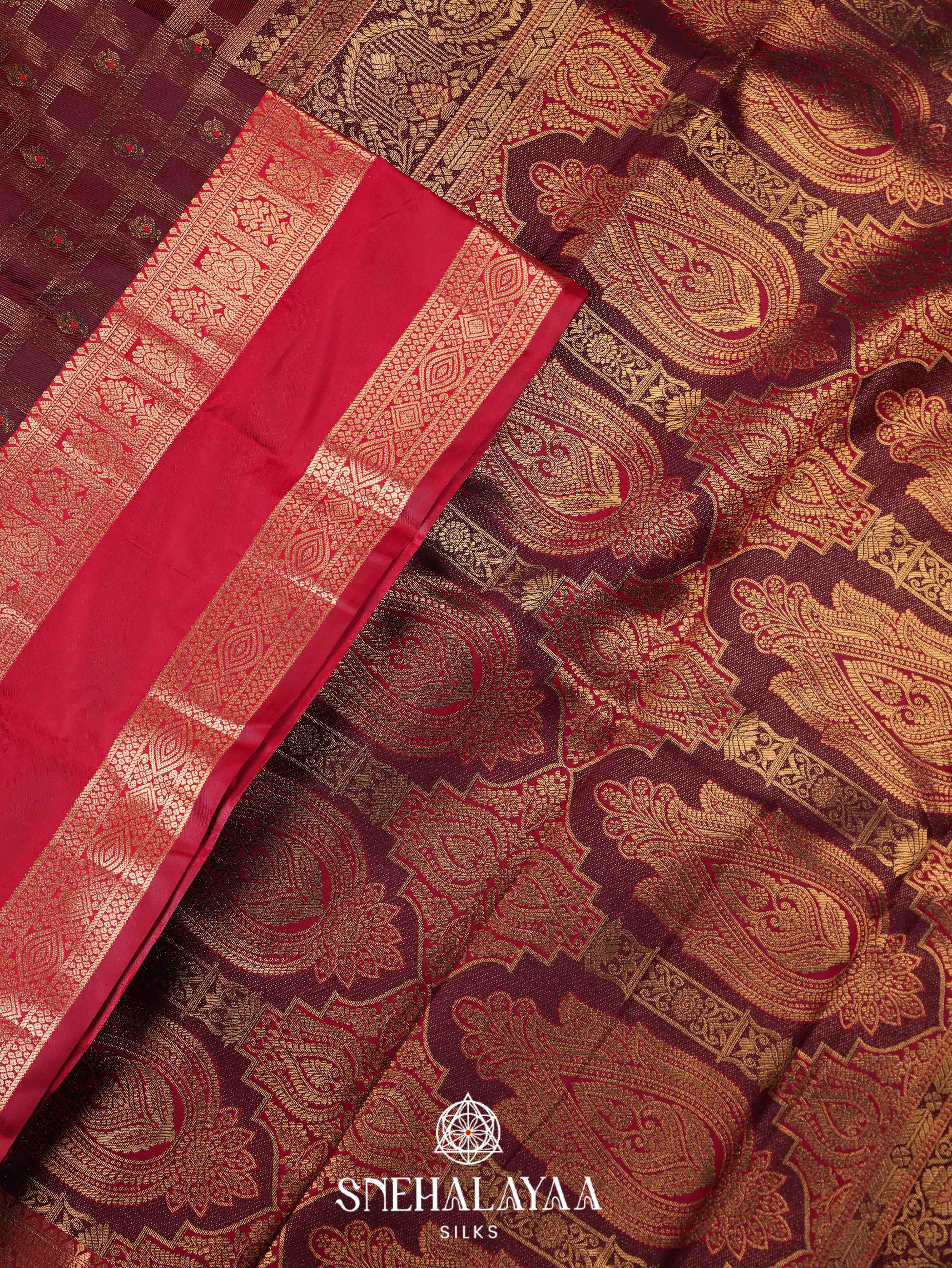 Maroon Art Silk Saree
