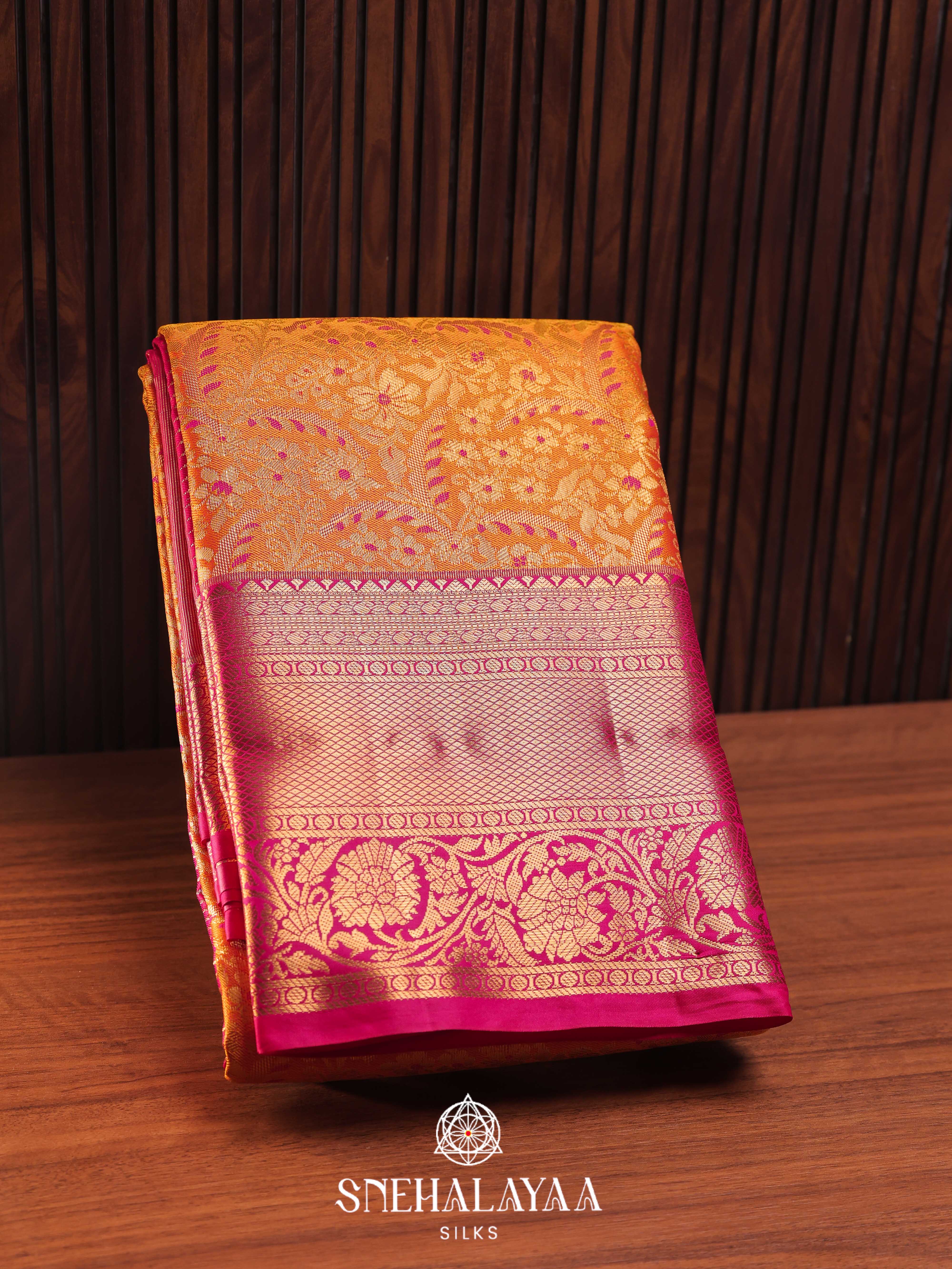 Orange Art Silk Saree