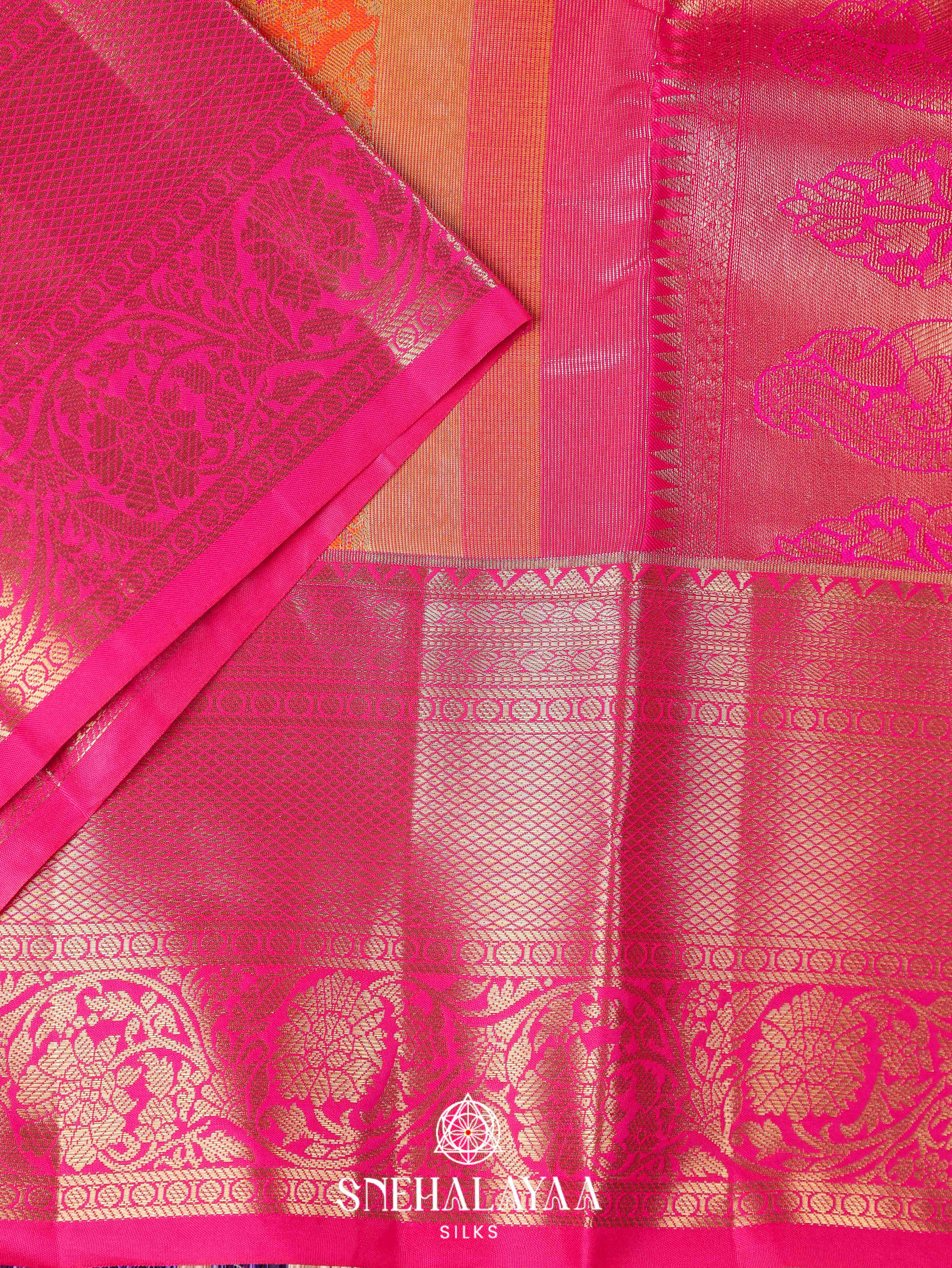 Orange Art Silk Saree