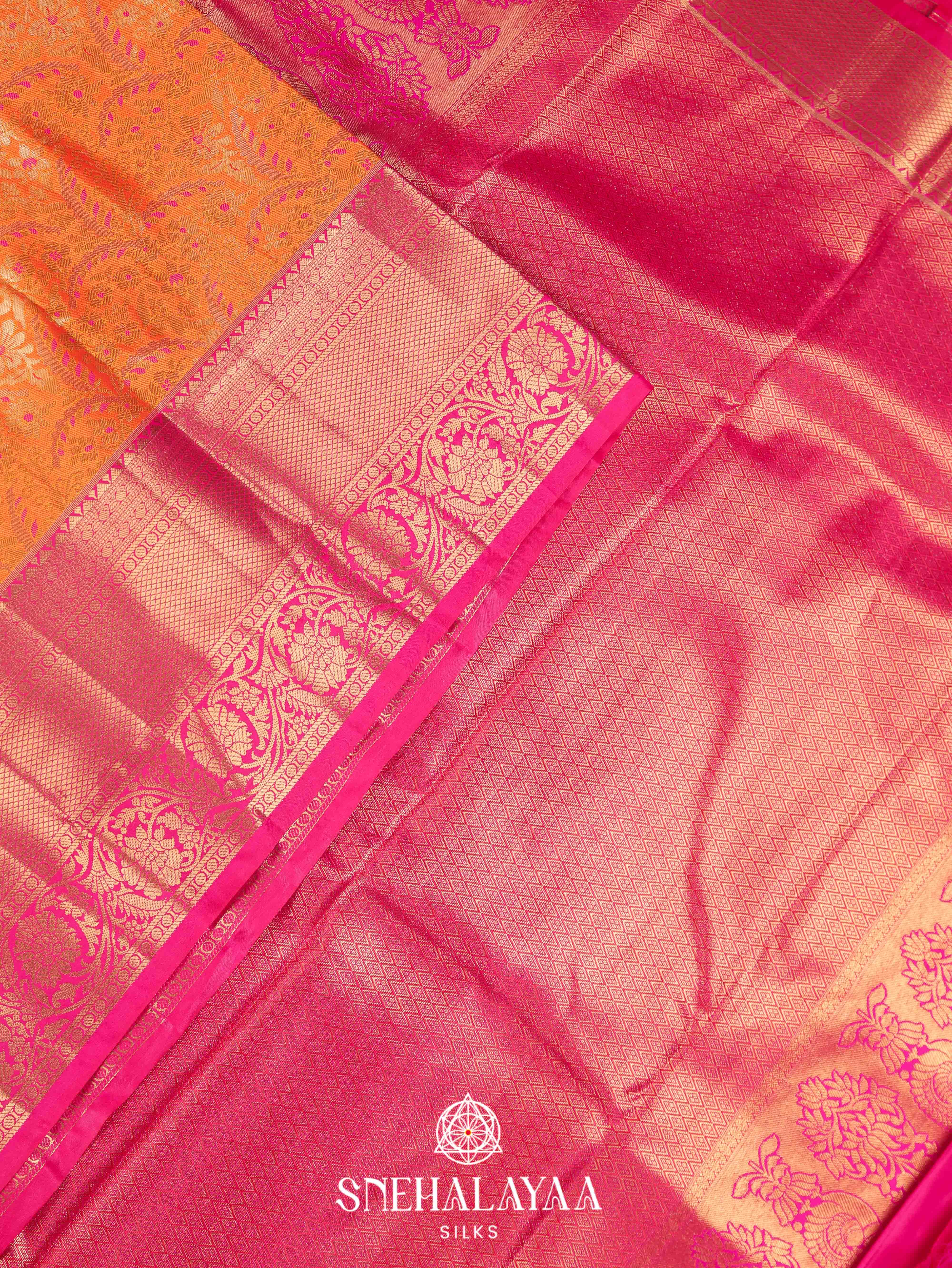 Orange Art Silk Saree