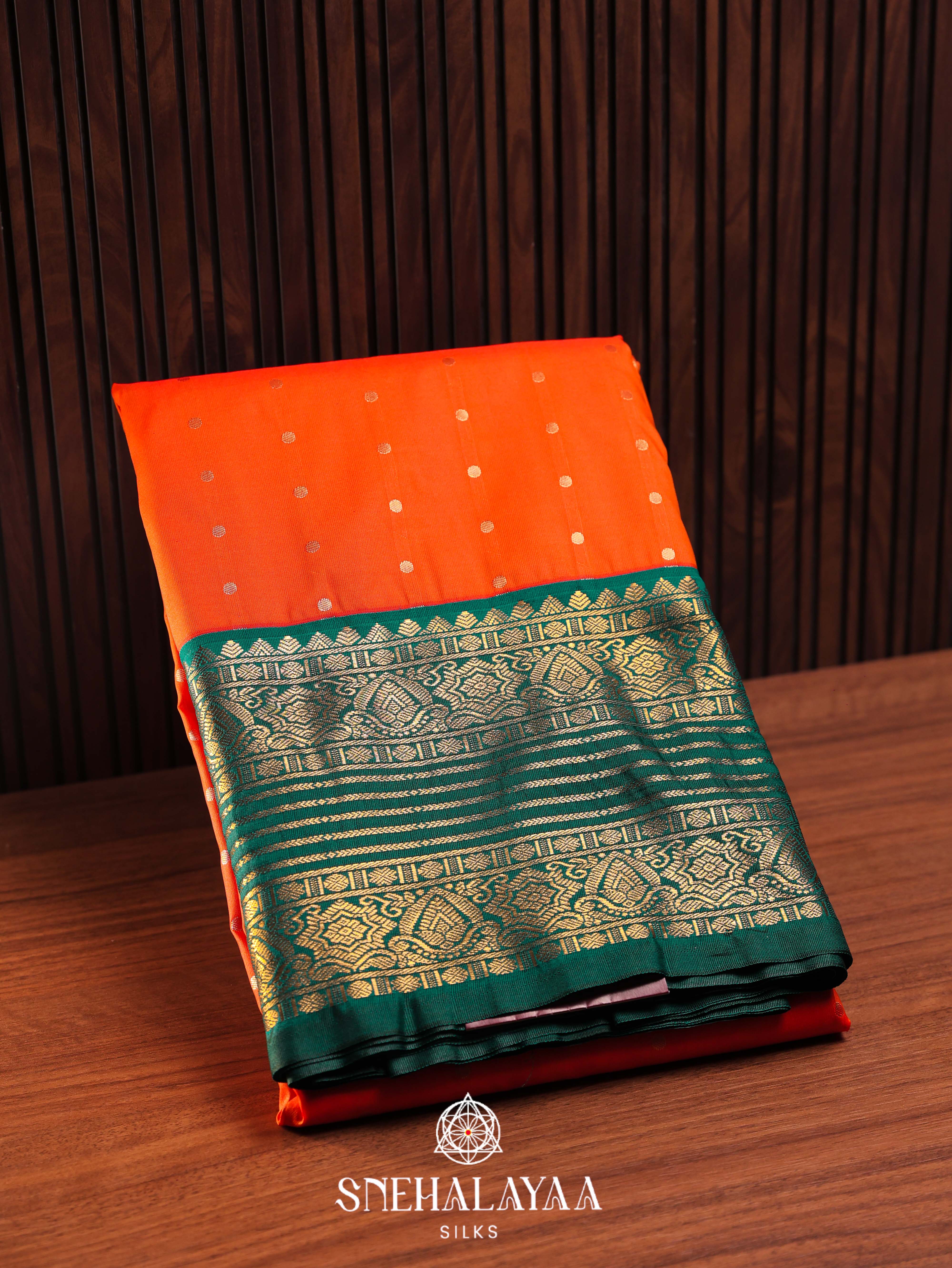 Rust Orange Art Silk Saree