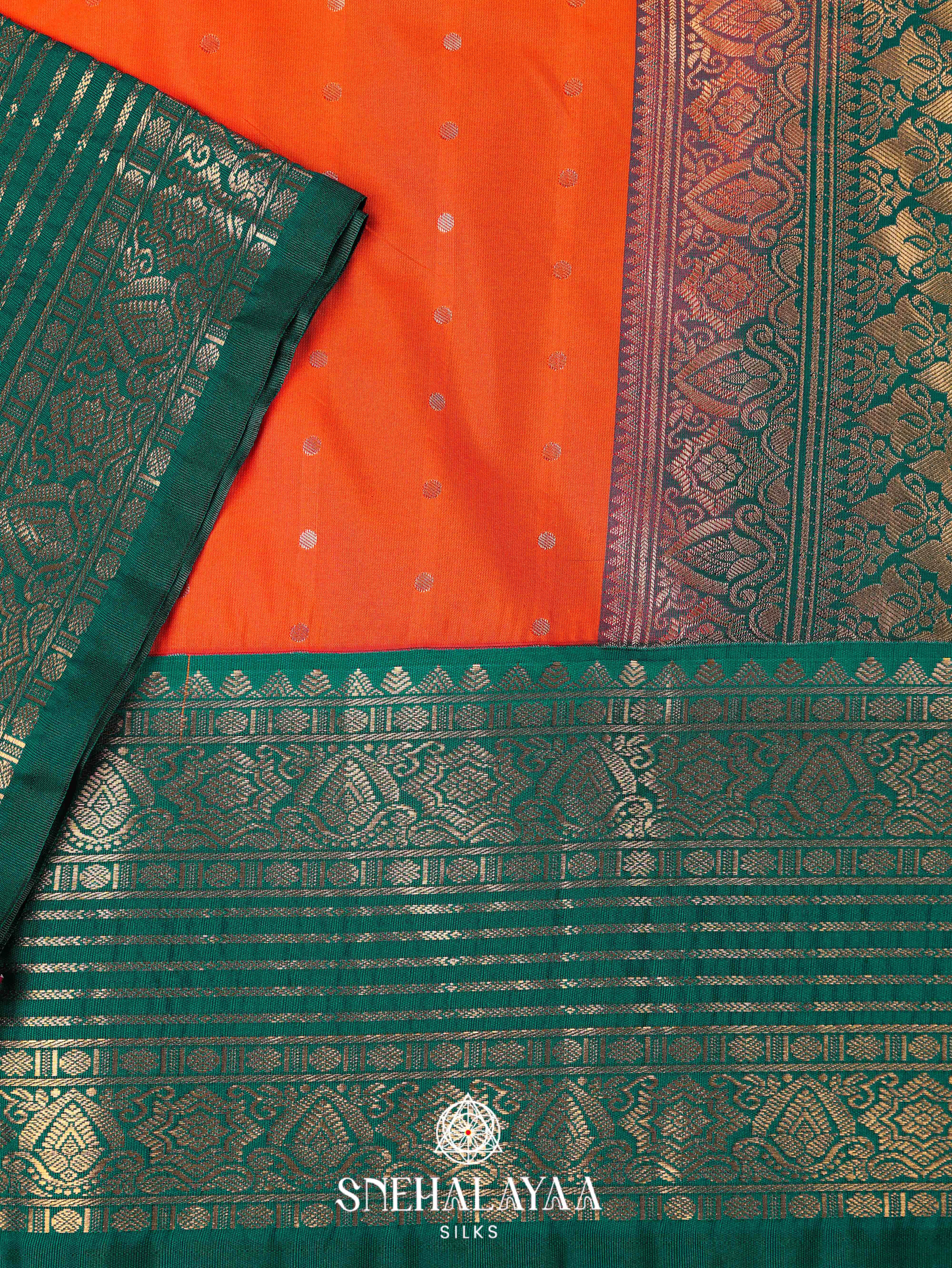 Rust Orange Art Silk Saree