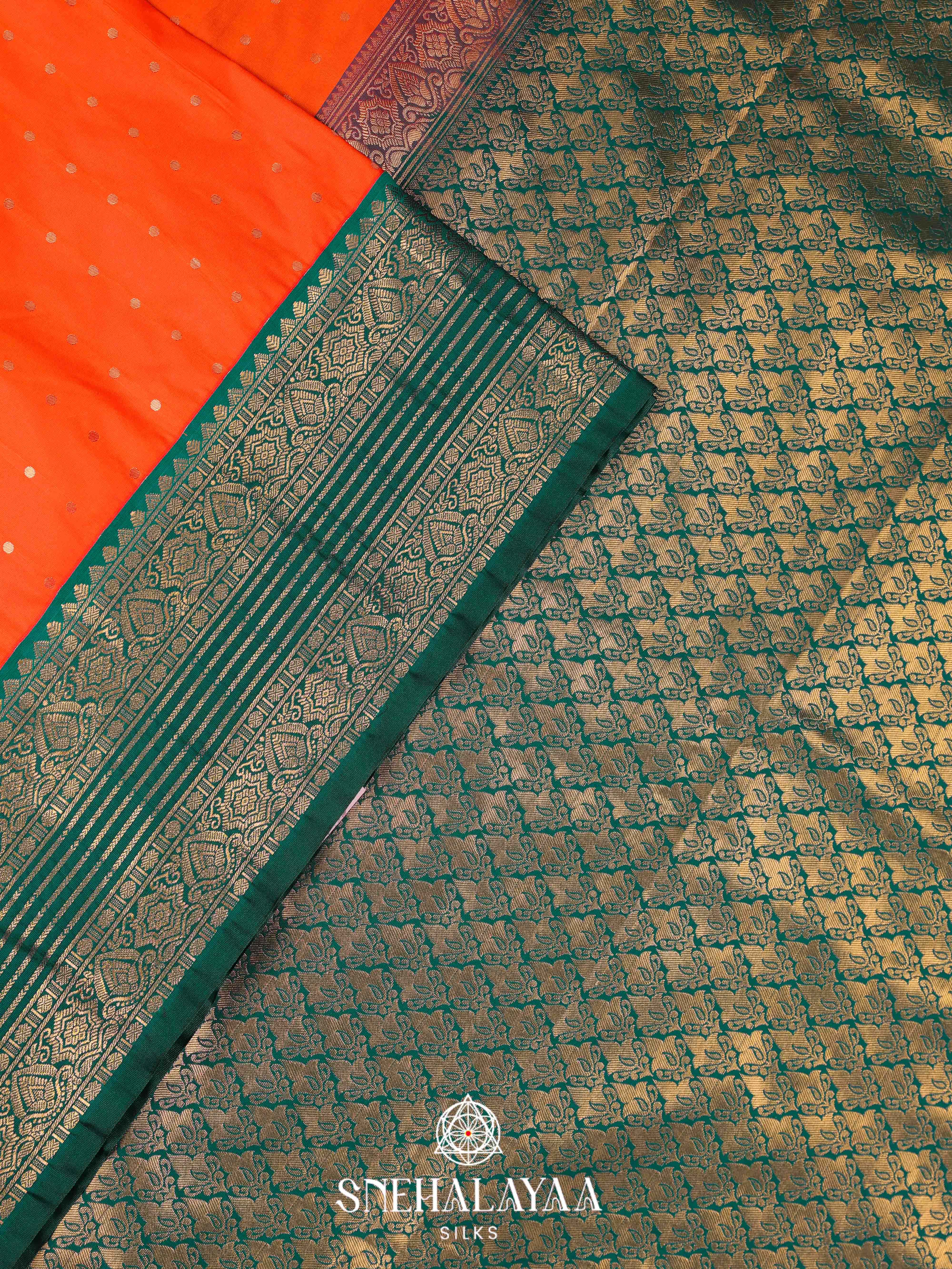 Rust Orange Art Silk Saree