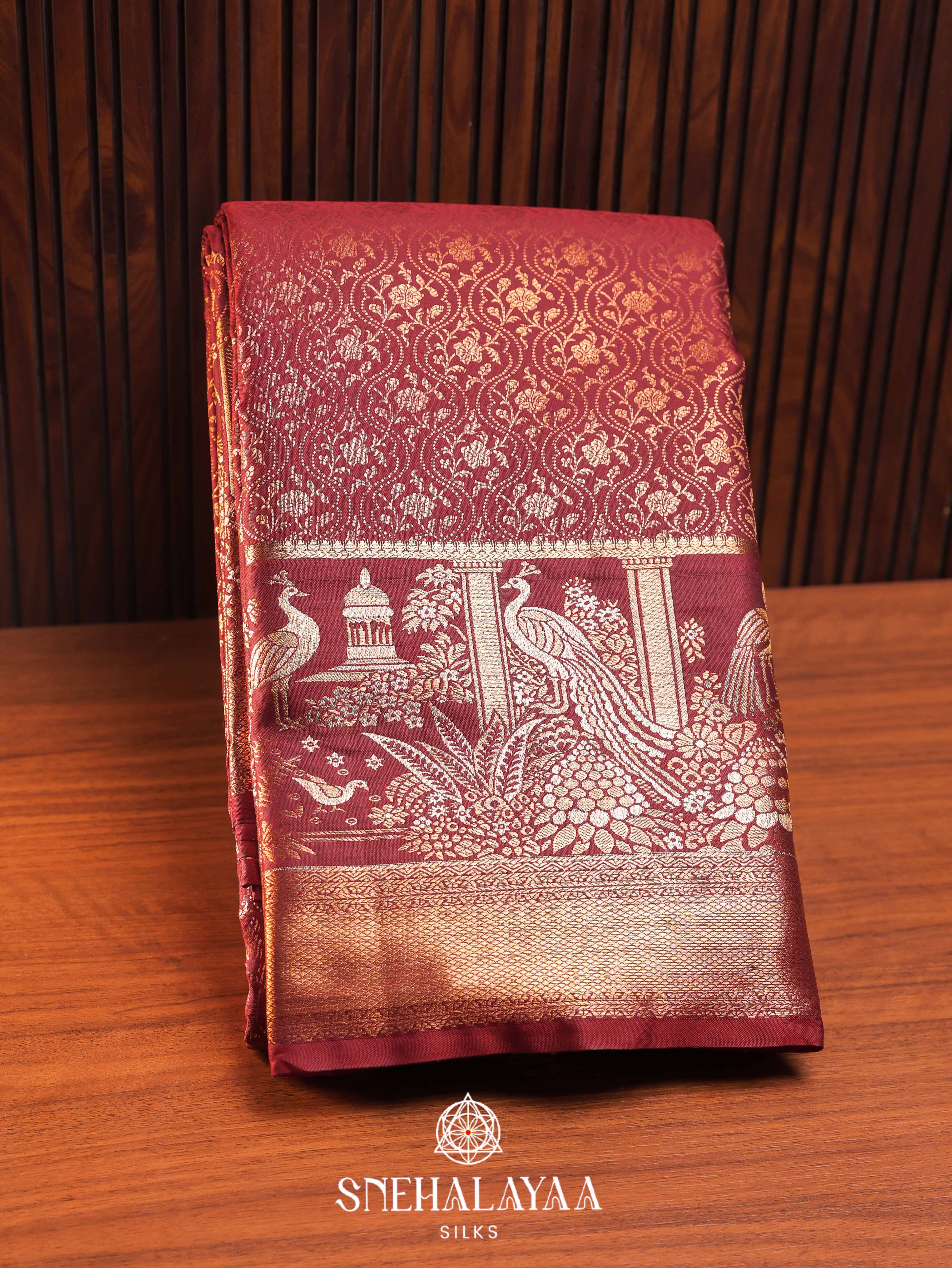 Maroon Art Silk Saree