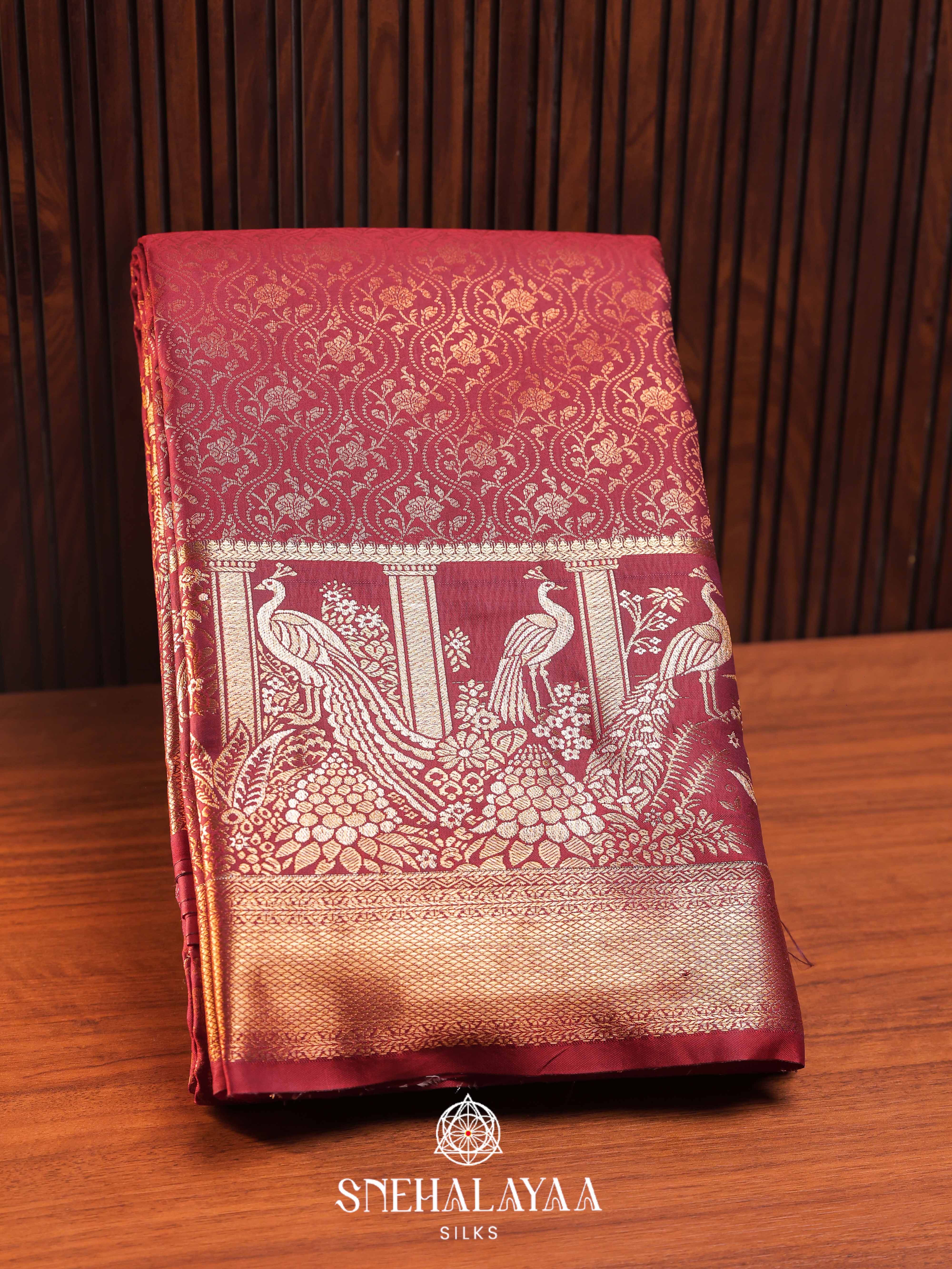 Maroon Art Silk Saree