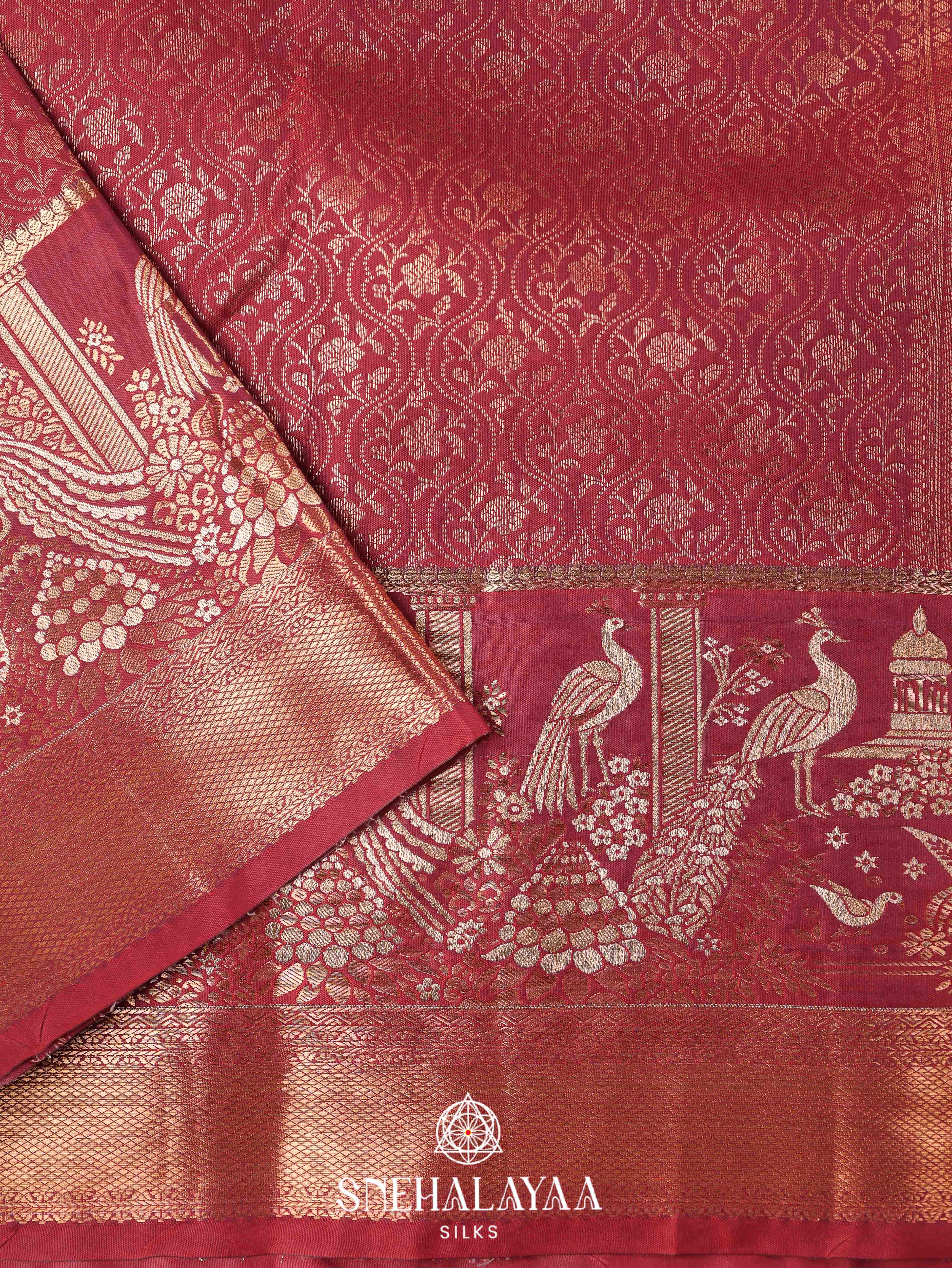 Maroon Art Silk Saree