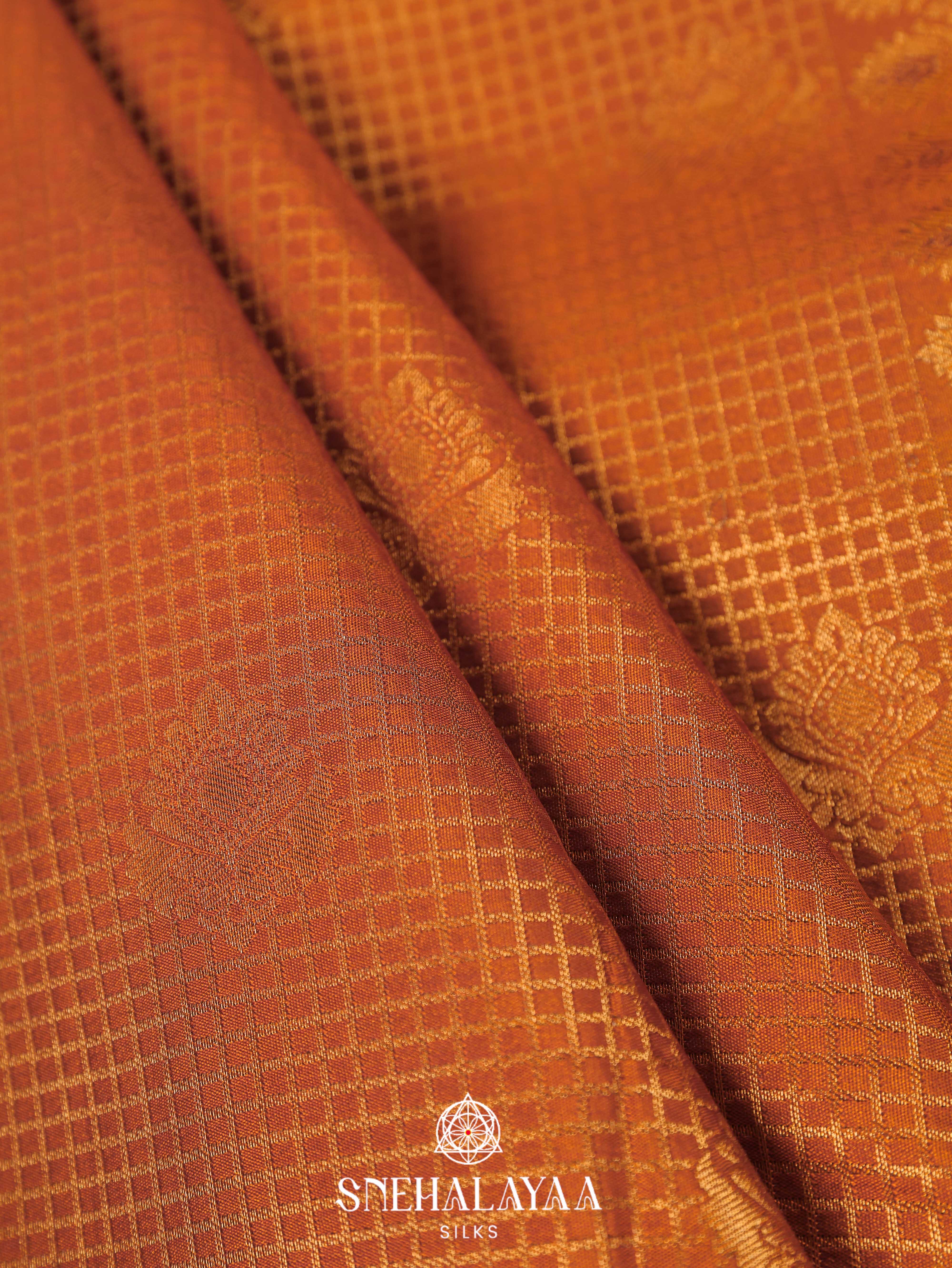 Burnt Orange Art Silk Saree
