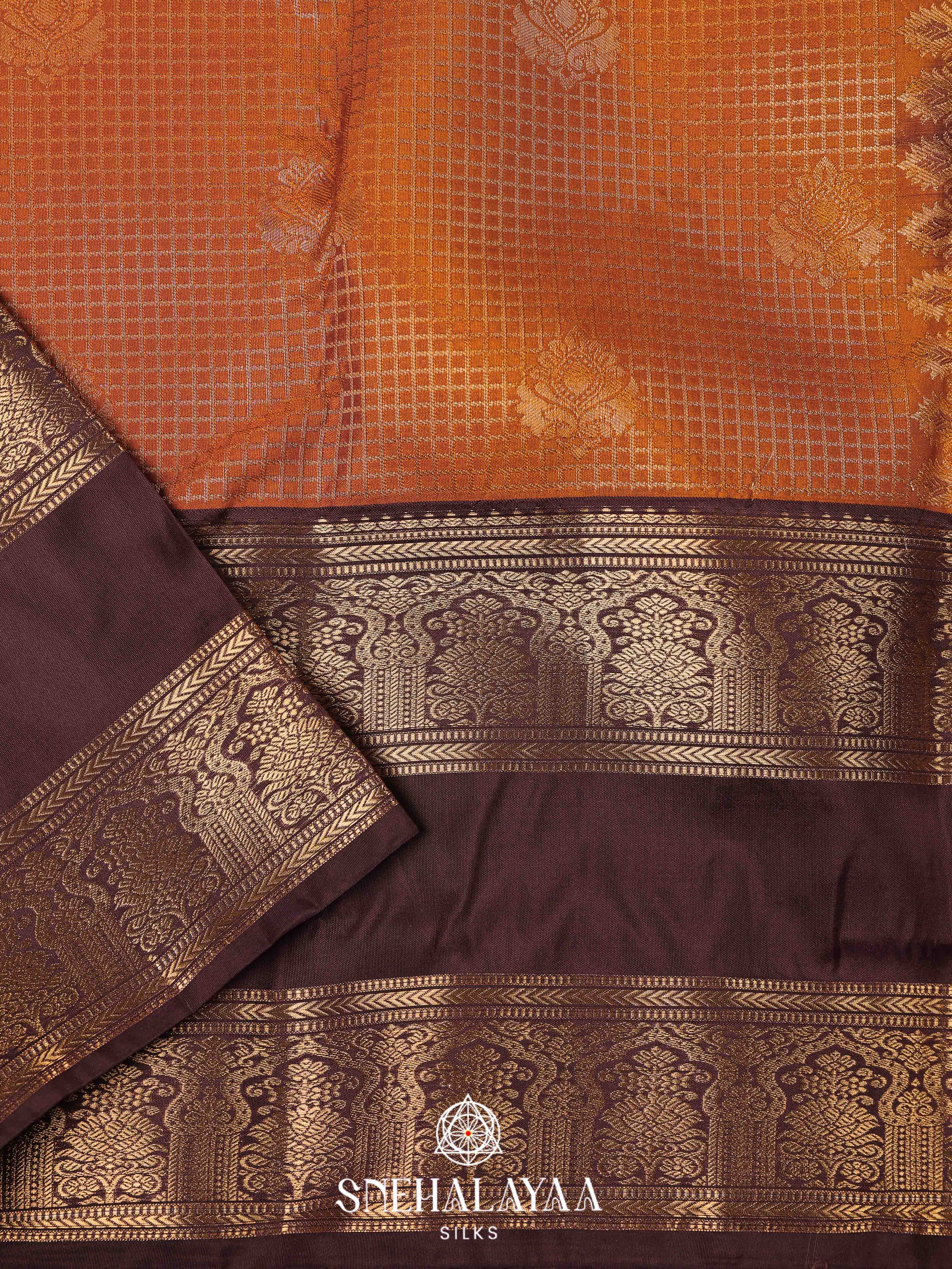 Burnt Orange Art Silk Saree