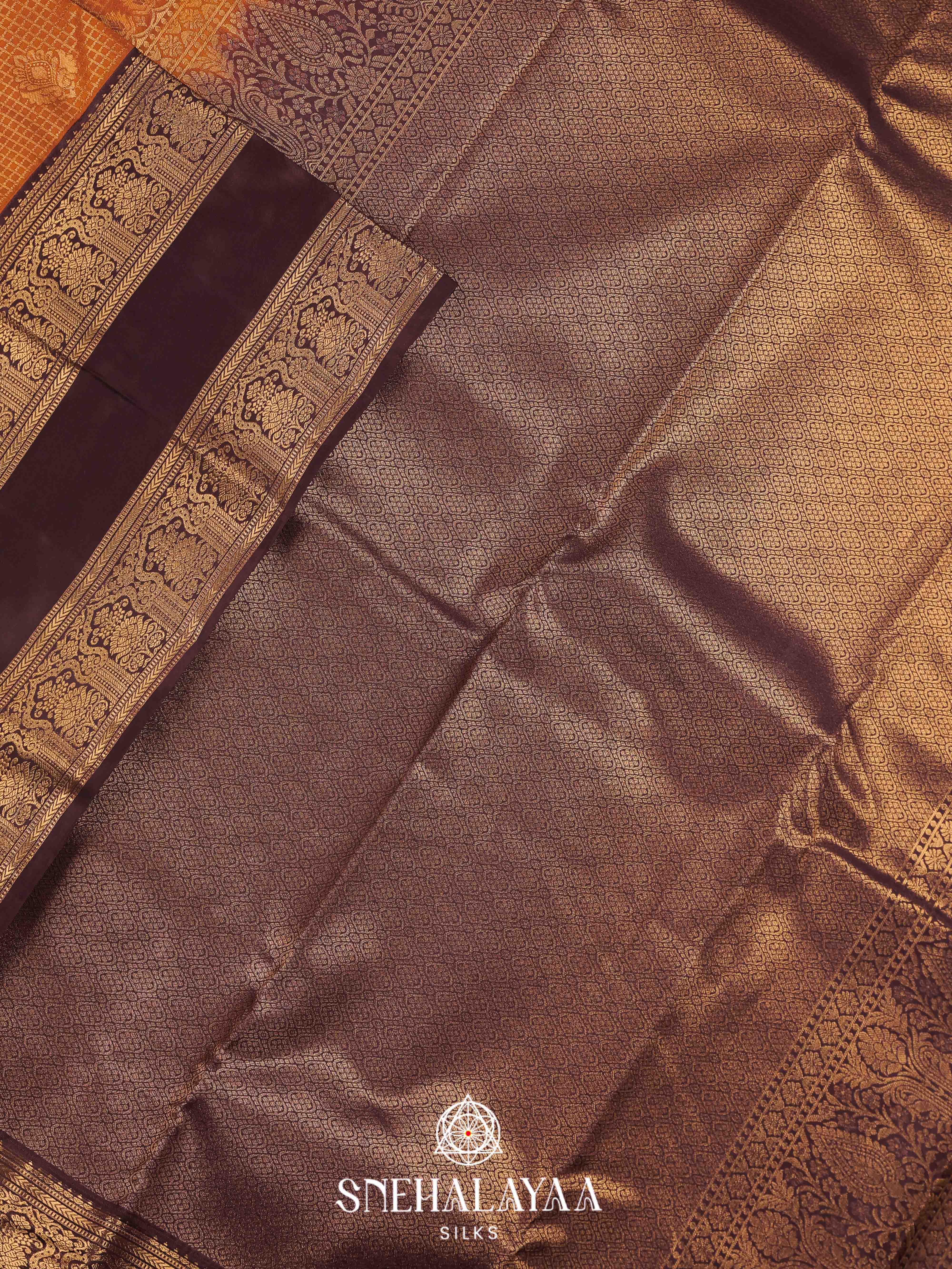 Burnt Orange Art Silk Saree