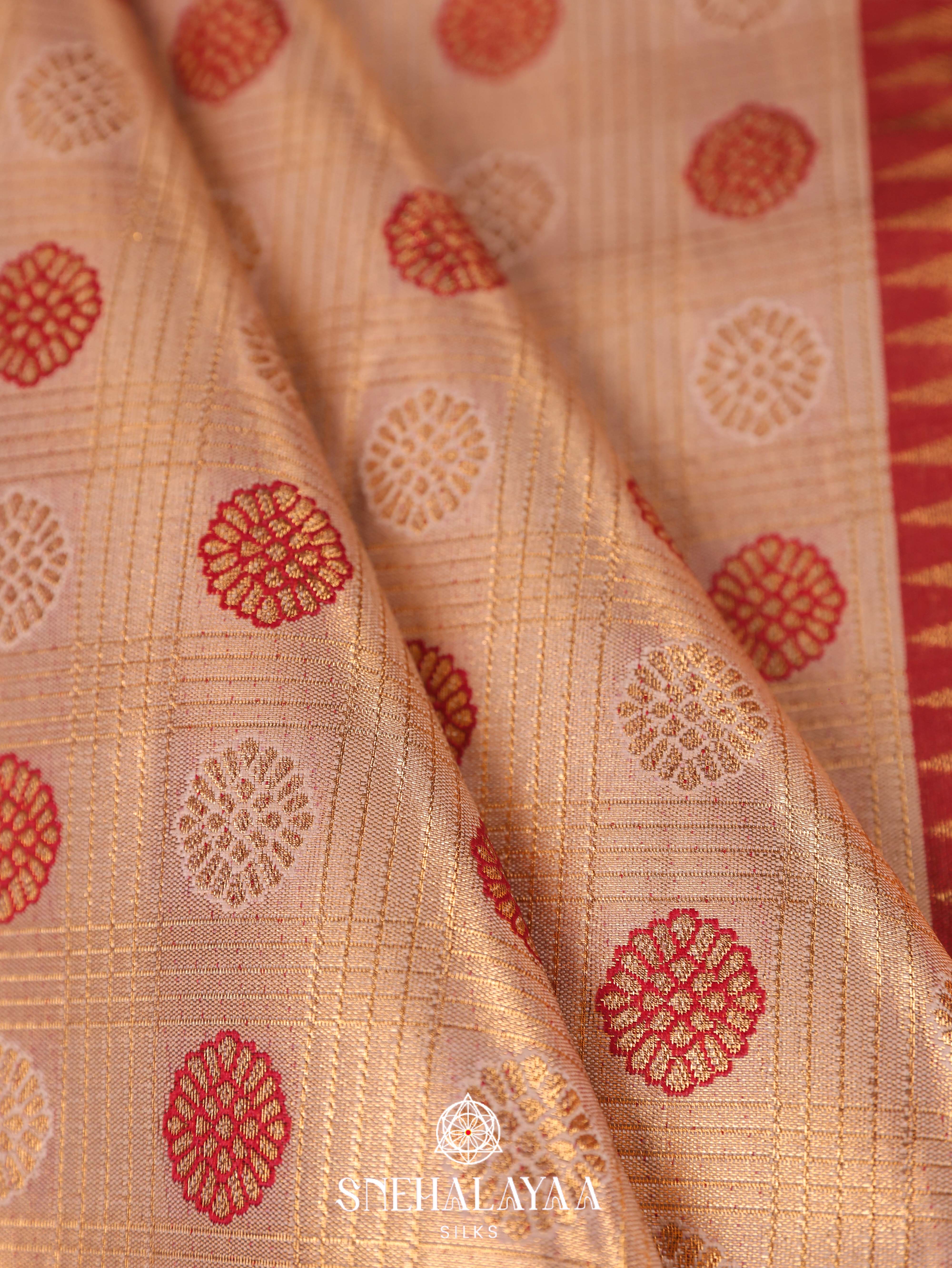 Cream Art Silk Saree