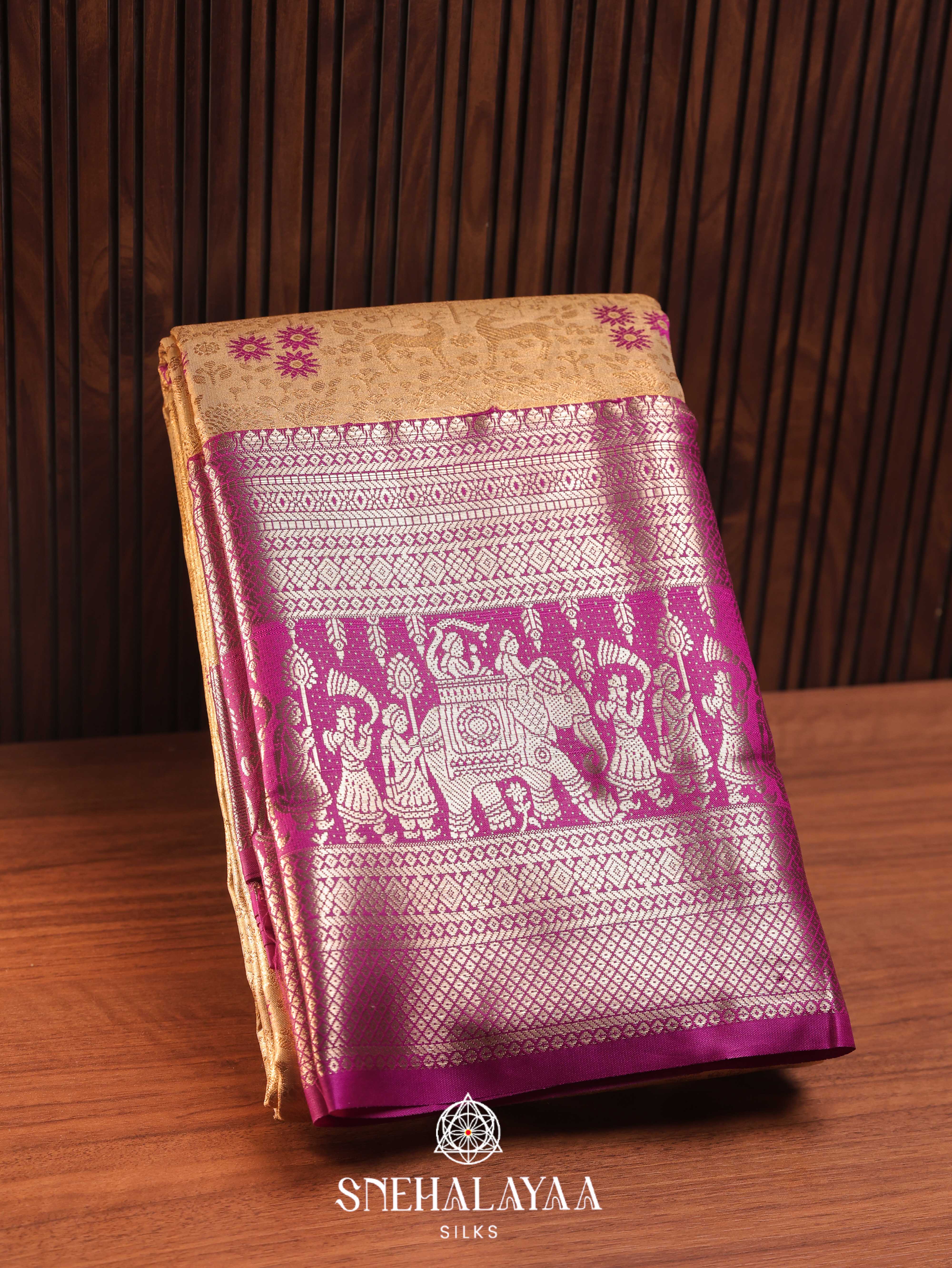 Pale Orange Art Silk Saree