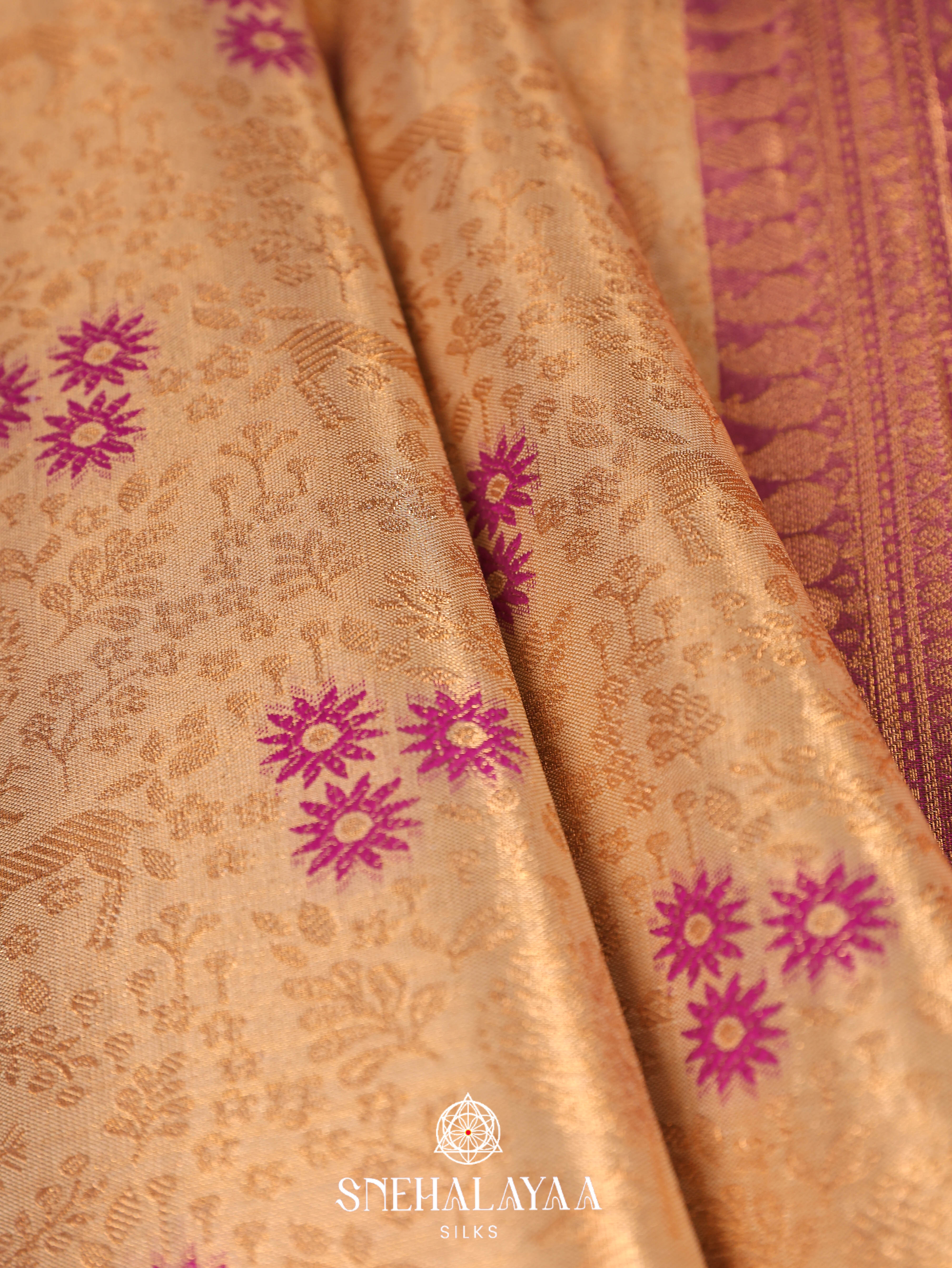 Pale Orange Art Silk Saree