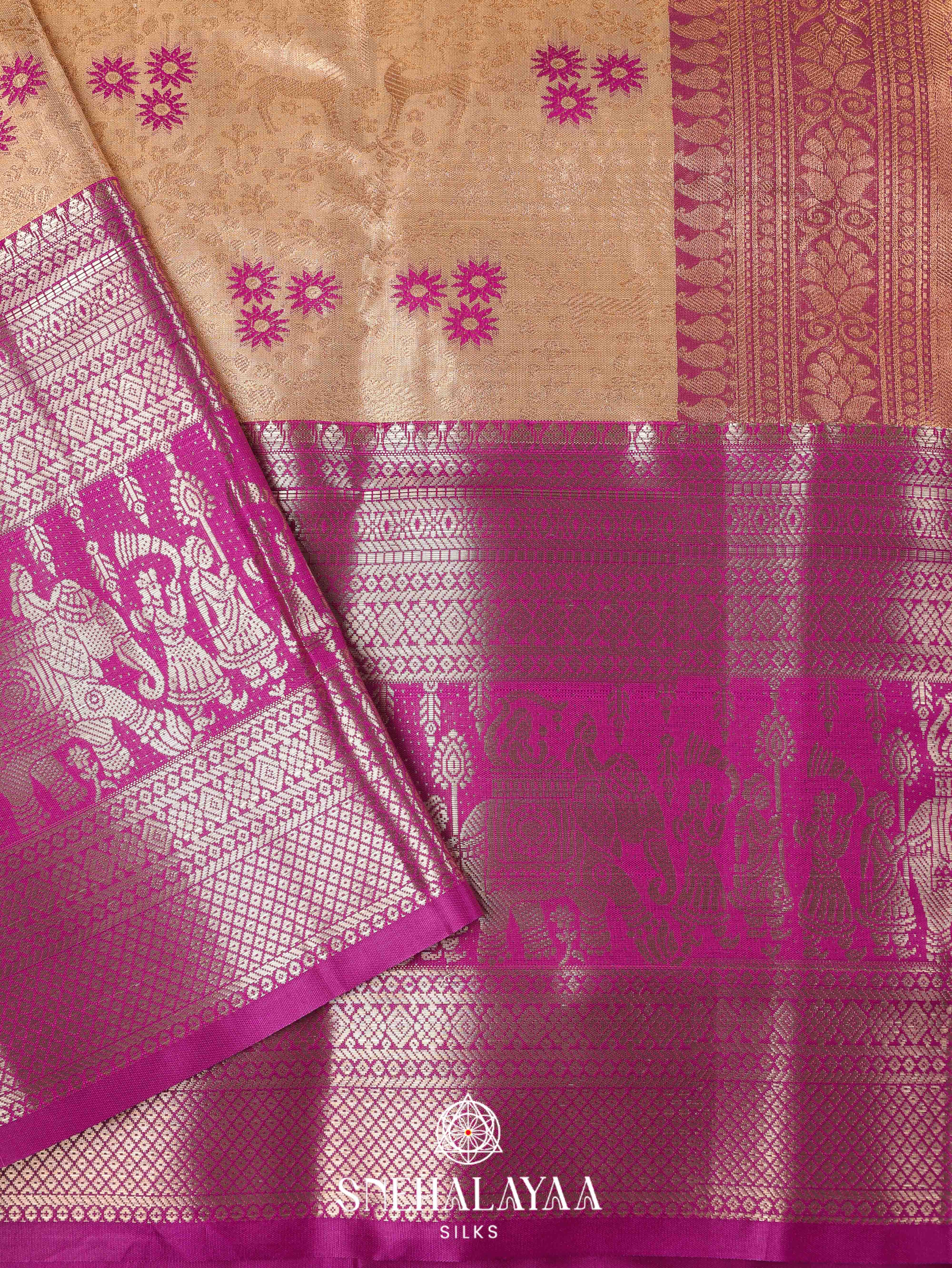Pale Orange Art Silk Saree