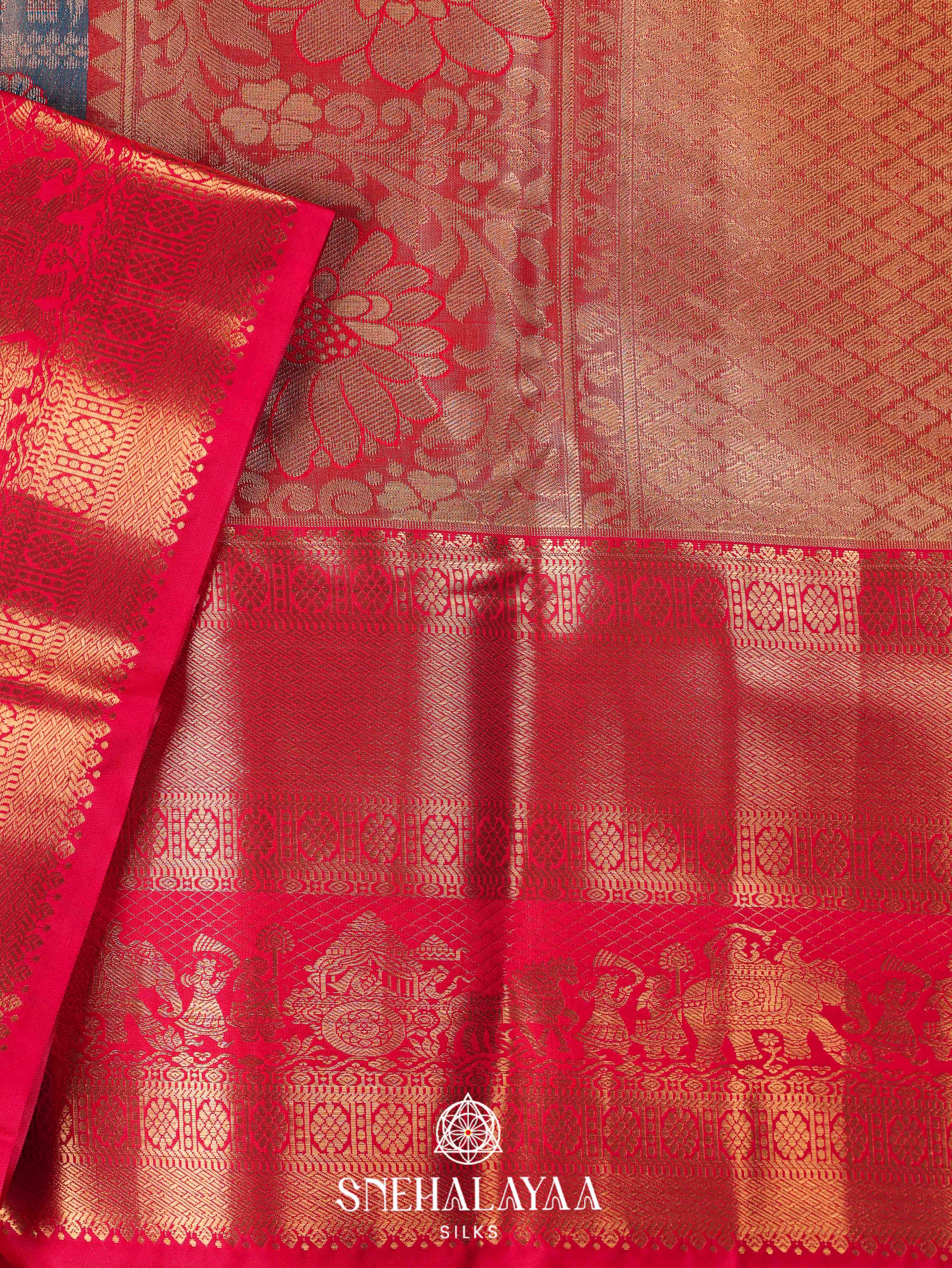 Ink Blue Art Silk Saree
