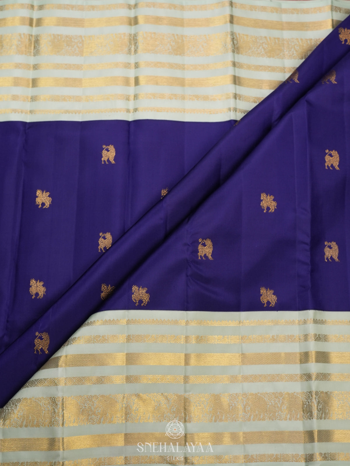 Navy Blue Kanjivaram Silk Saree