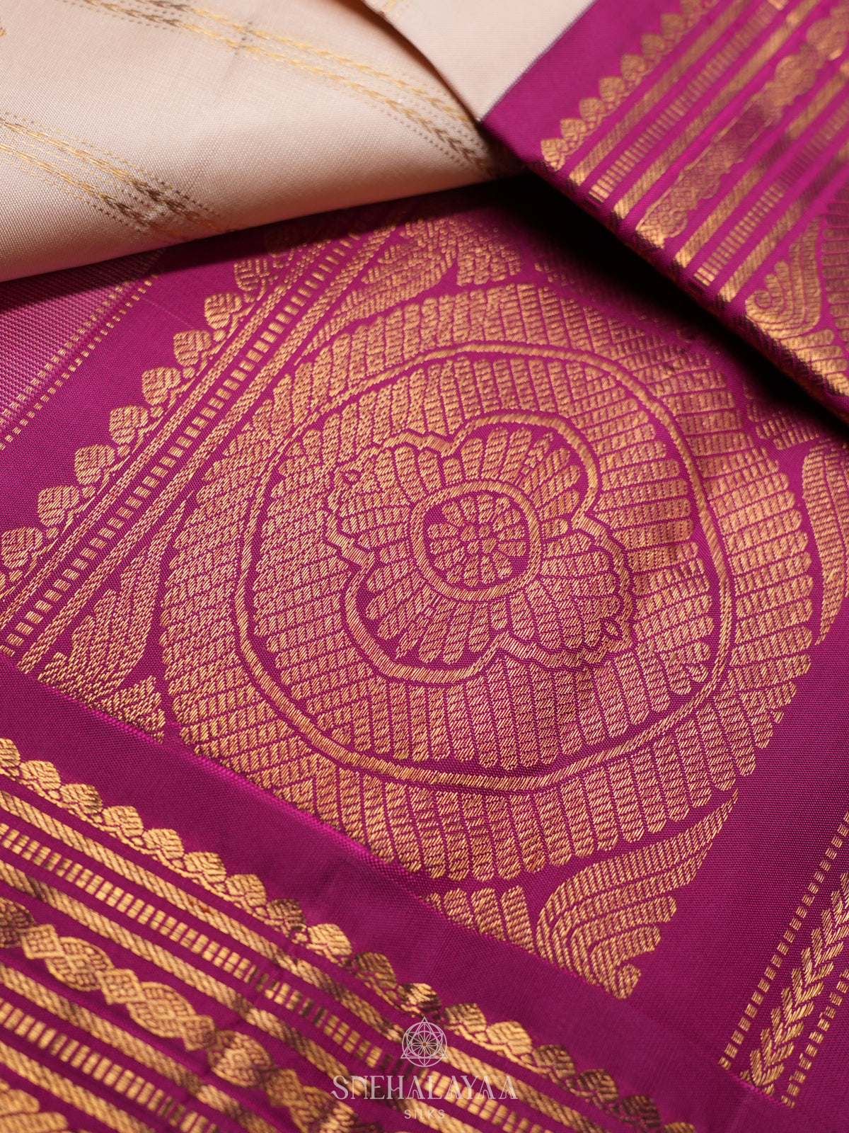 Cream Kanjivaram Silk Saree