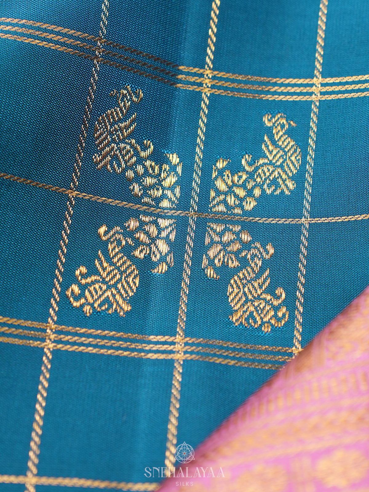 Peacock Blue Kanjivaram Silk Saree