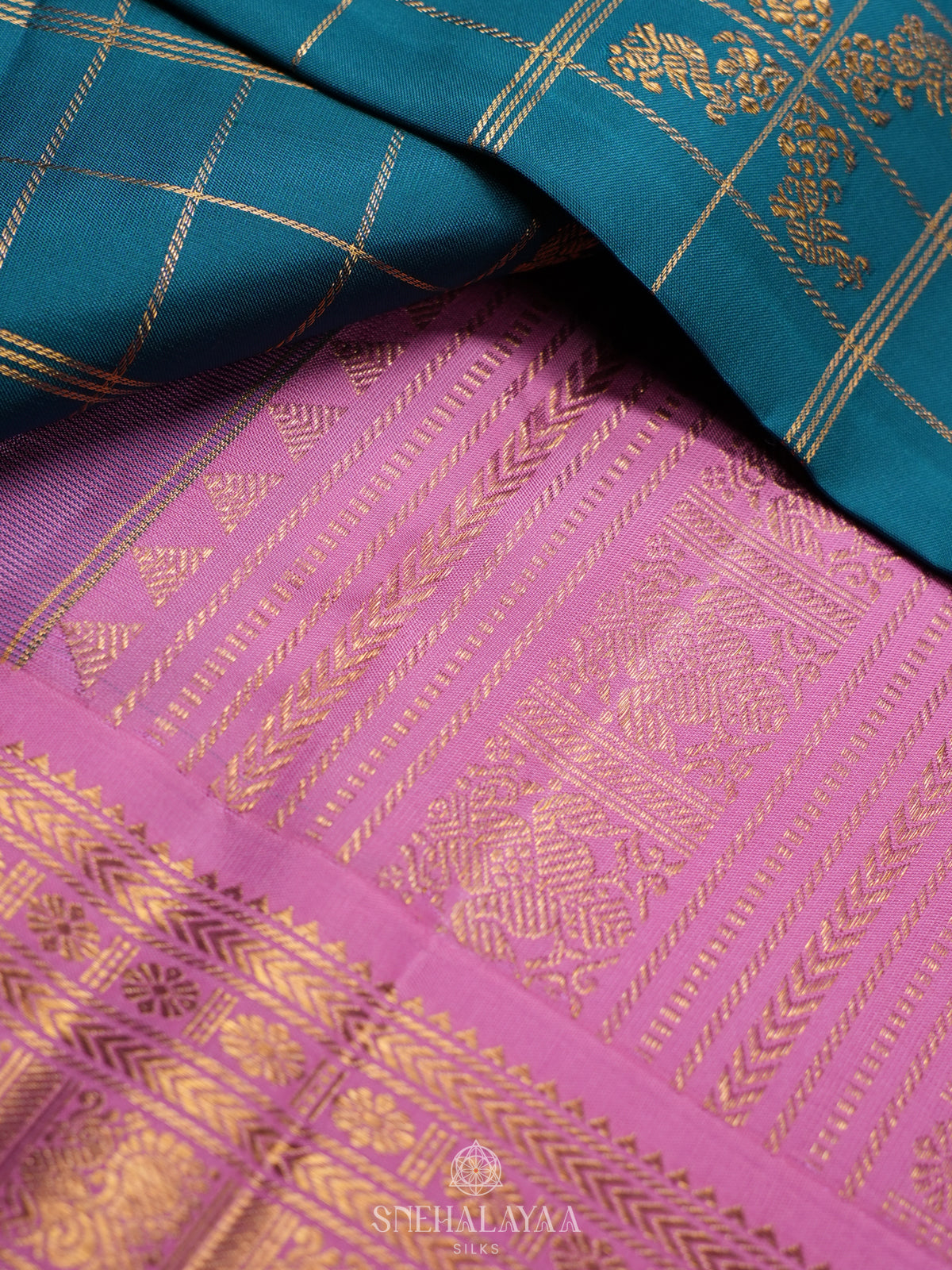 Peacock Blue Kanjivaram Silk Saree