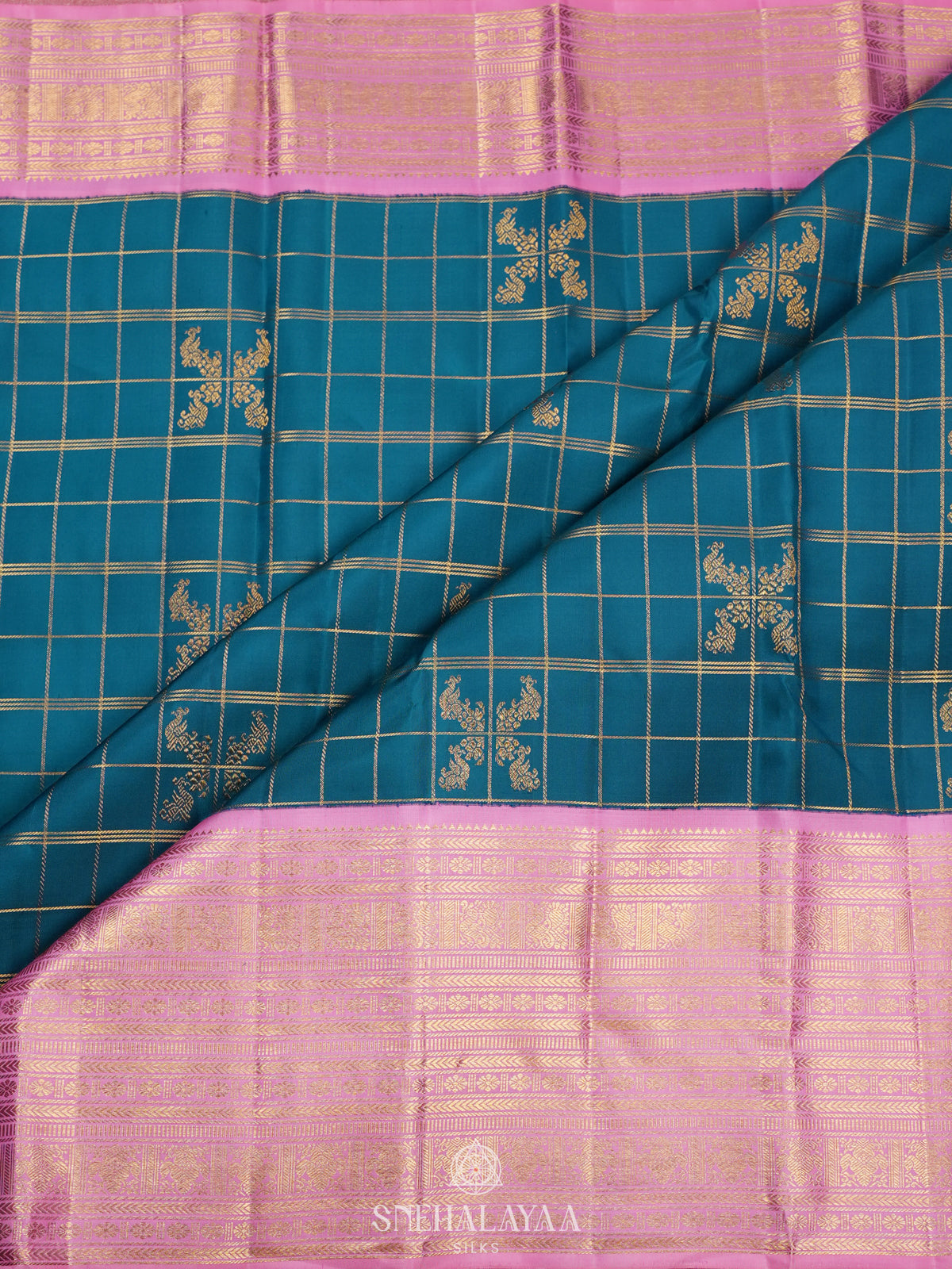 Peacock Blue Kanjivaram Silk Saree