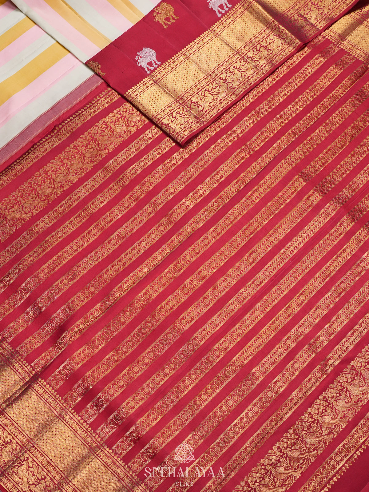 Multicolour Kanjivaram Silk Saree