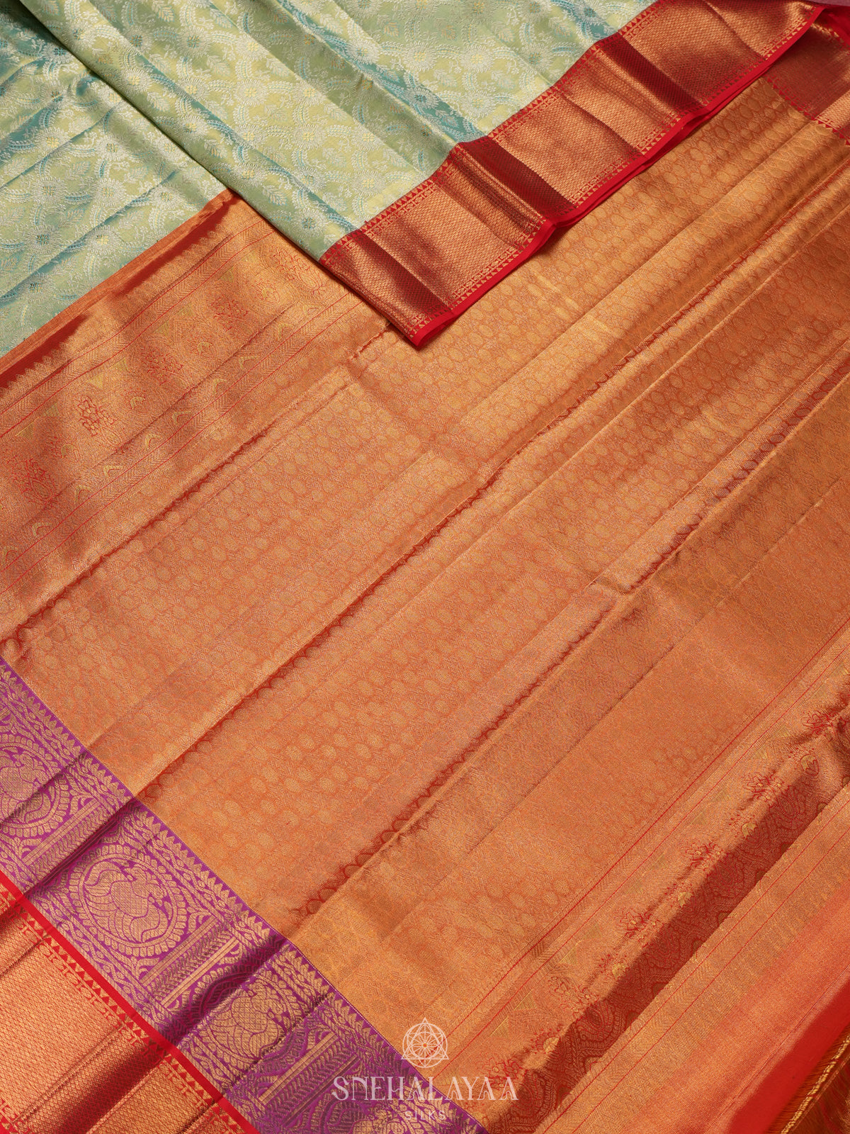 Pale Green Kanjivaram Silk Saree