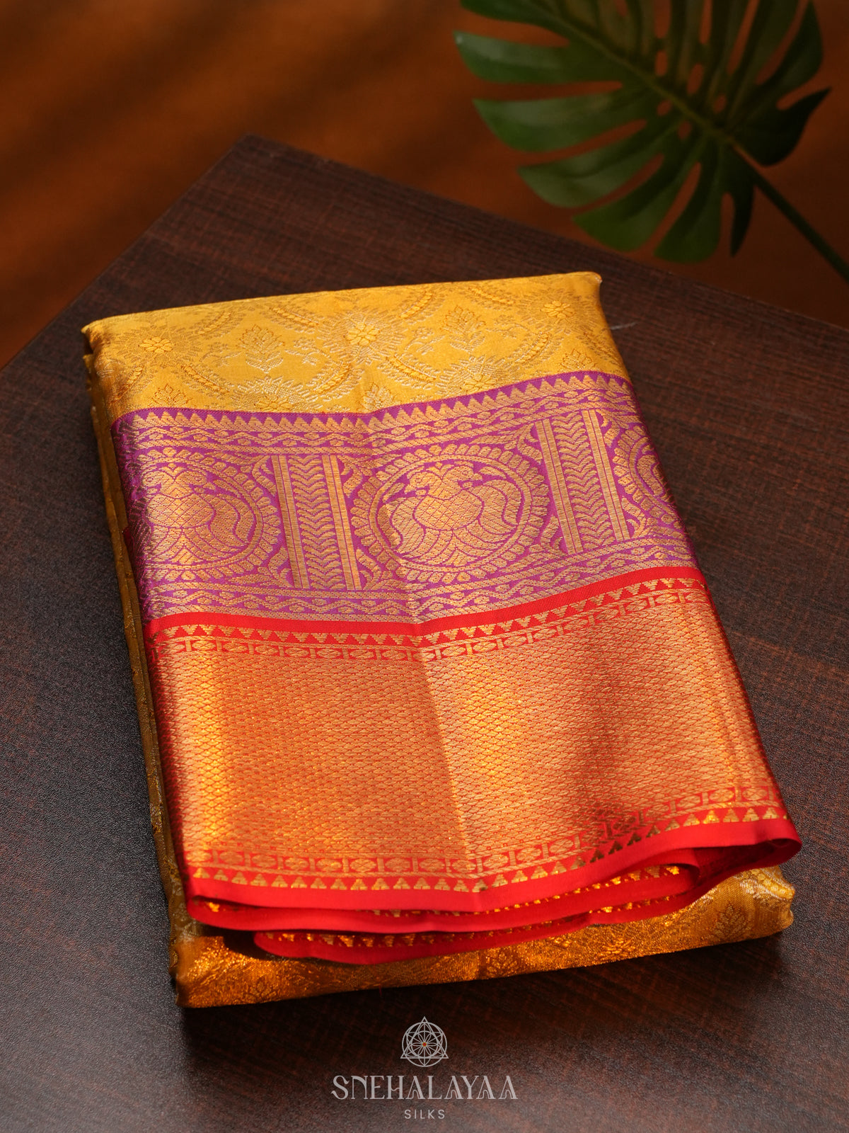 Golden Yellow Kanjivaram Silk Saree