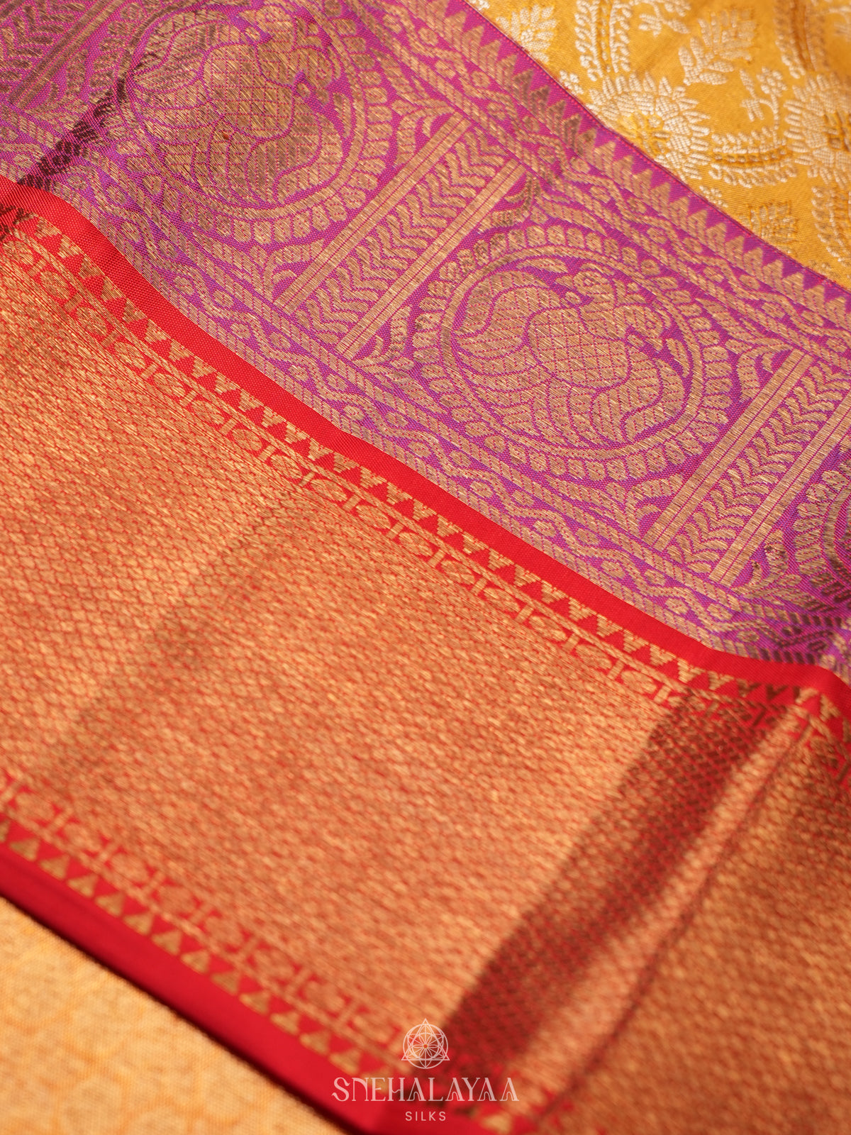 Golden Yellow Kanjivaram Silk Saree