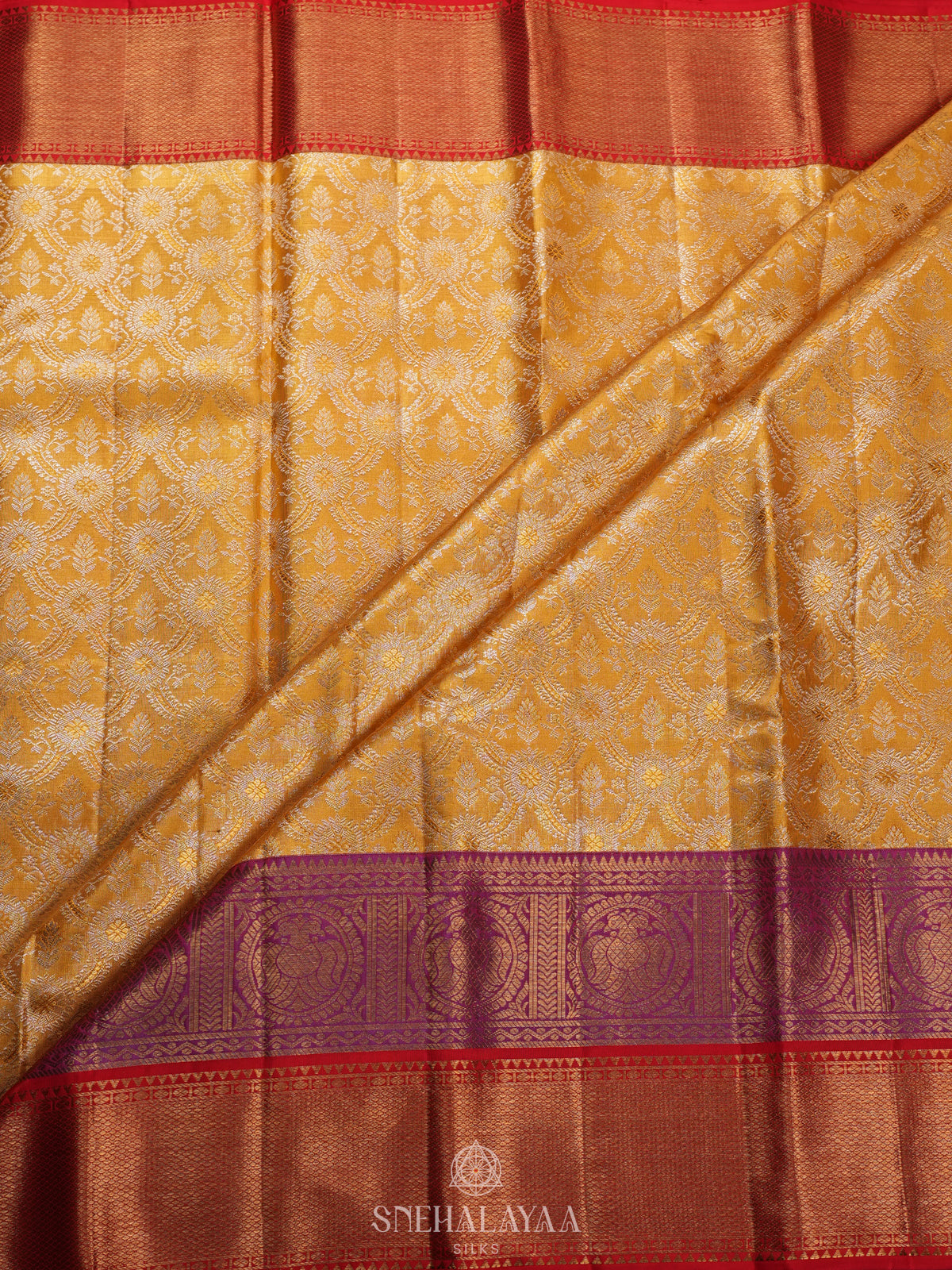 Golden Yellow Kanjivaram Silk Saree