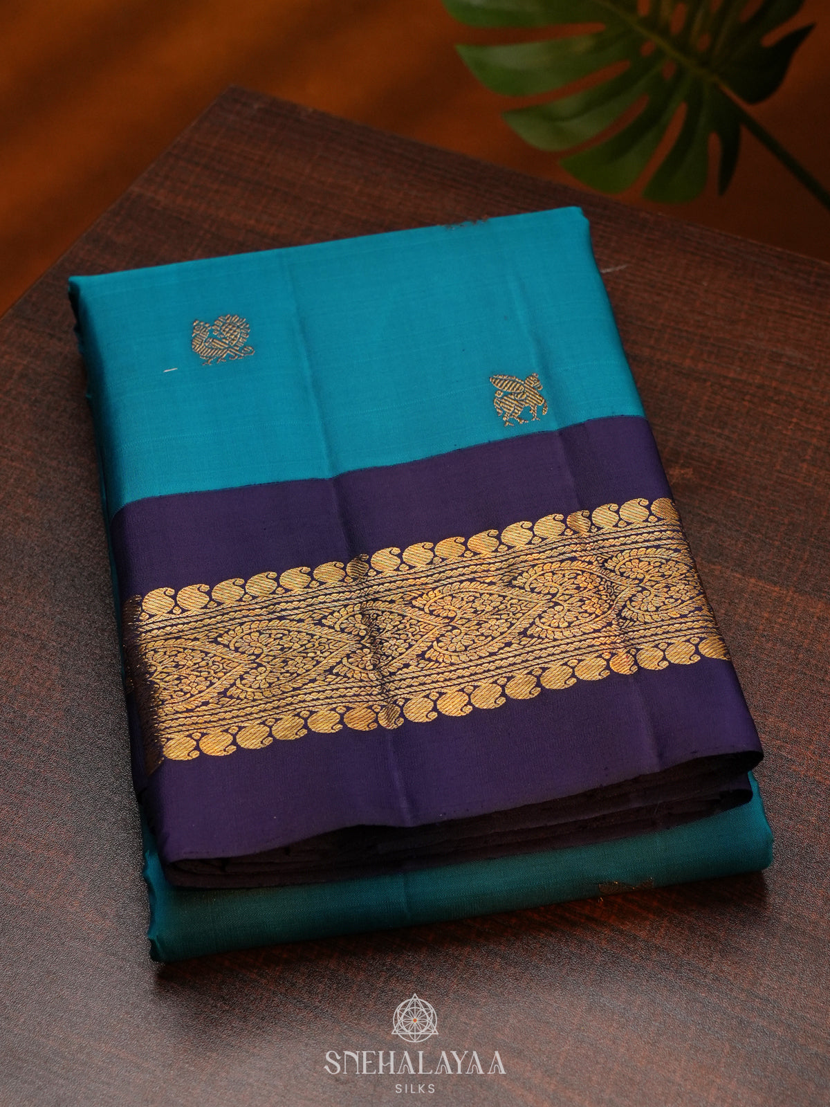 Peacock Blue Kanjivaram Silk Saree