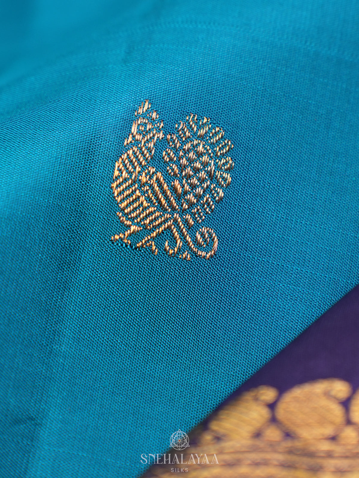 Peacock Blue Kanjivaram Silk Saree