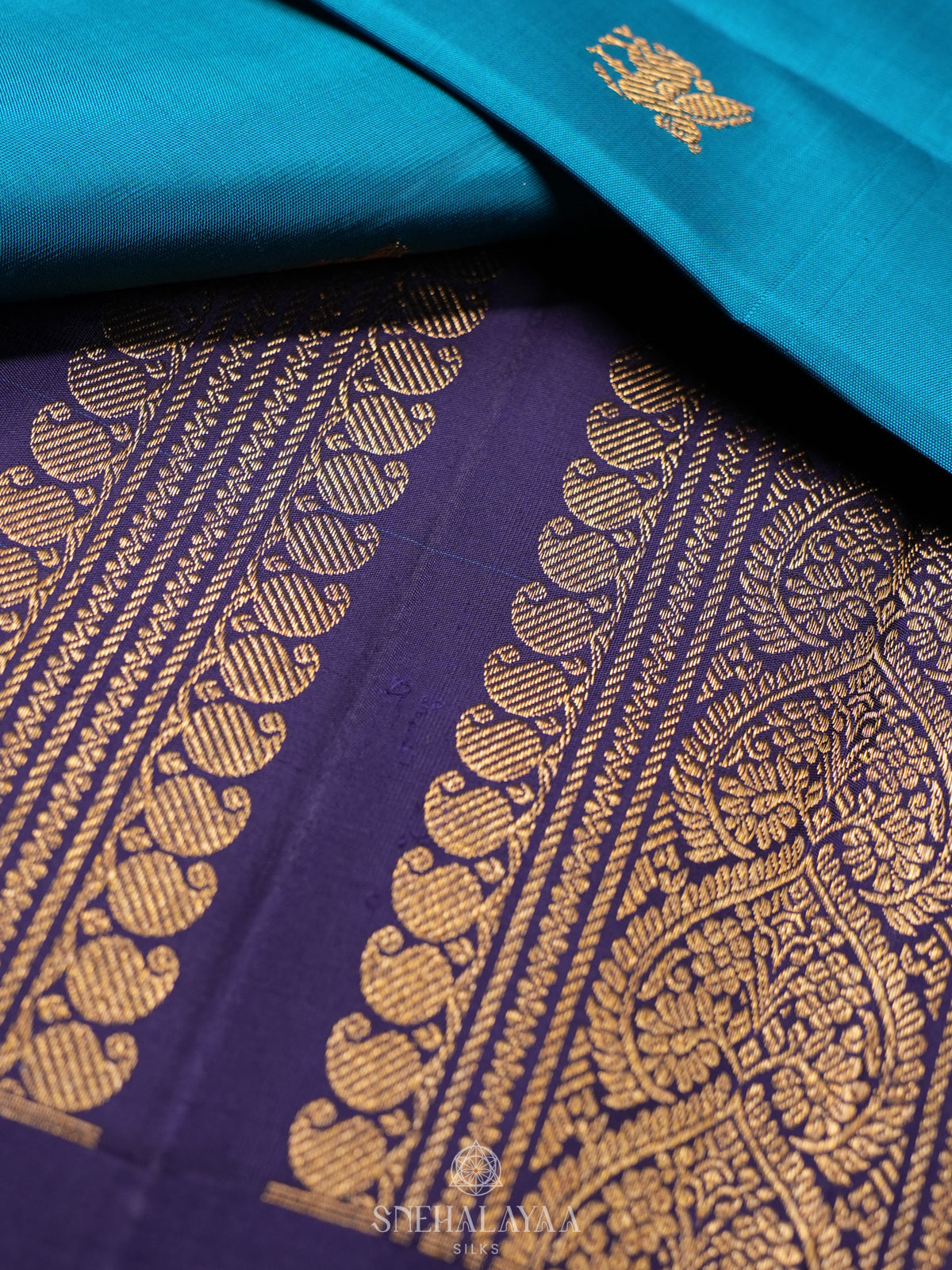 Peacock Blue Kanjivaram Silk Saree
