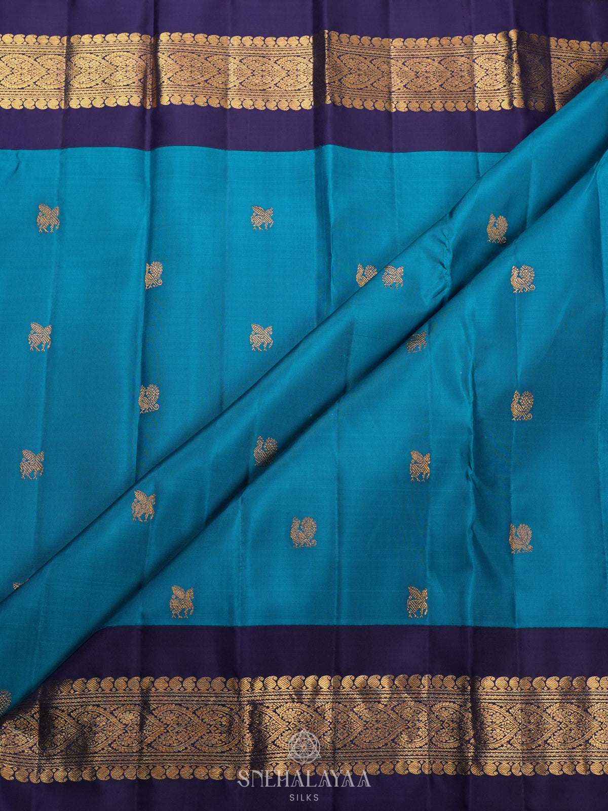 Peacock Blue Kanjivaram Silk Saree