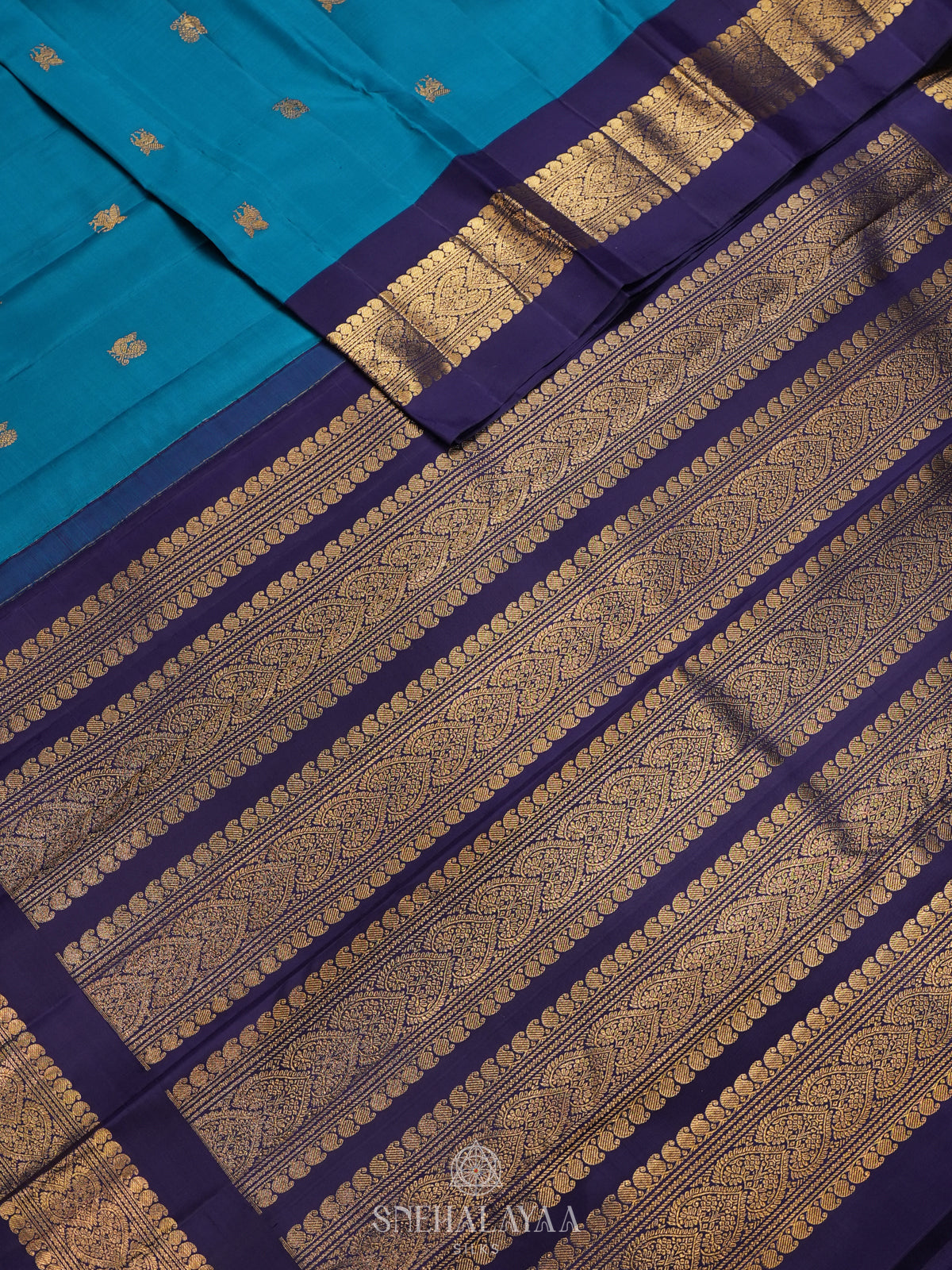 Peacock Blue Kanjivaram Silk Saree