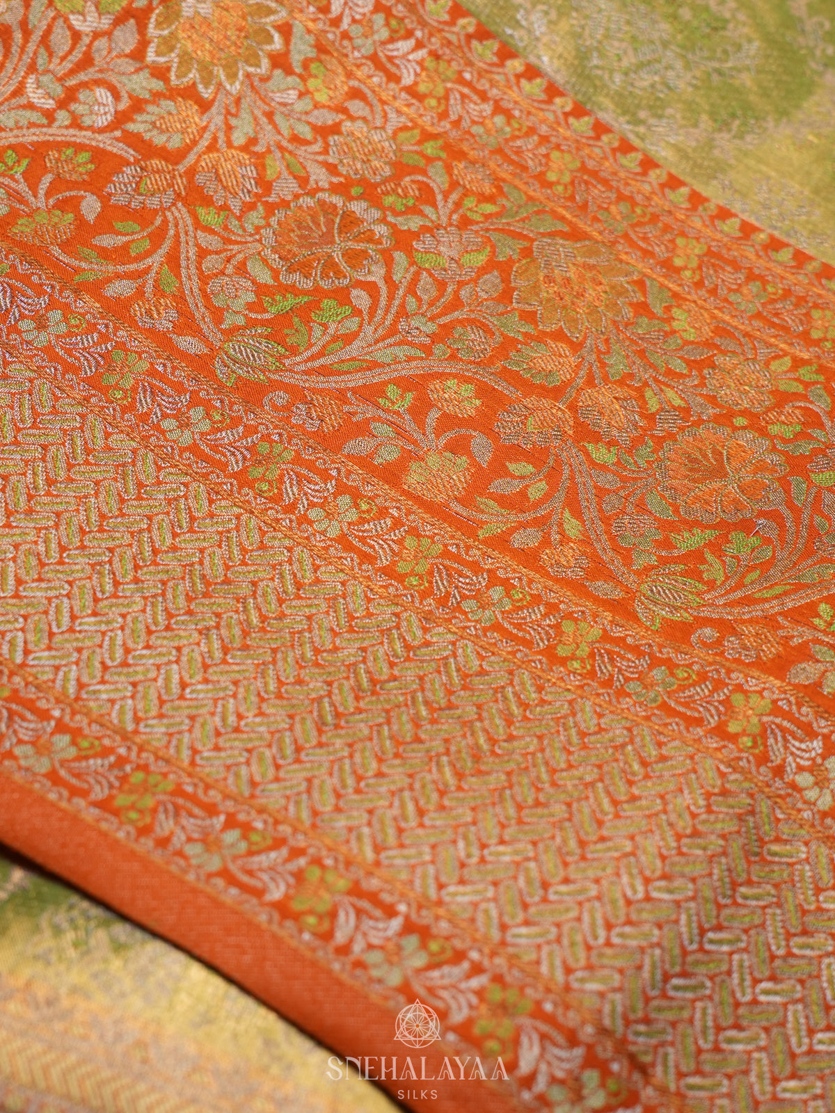 Lime Green Kanjivaram Silk Saree