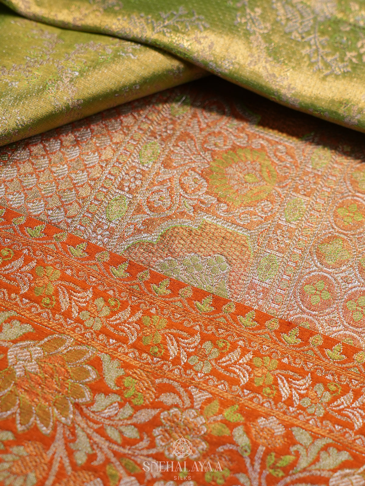 Lime Green Kanjivaram Silk Saree